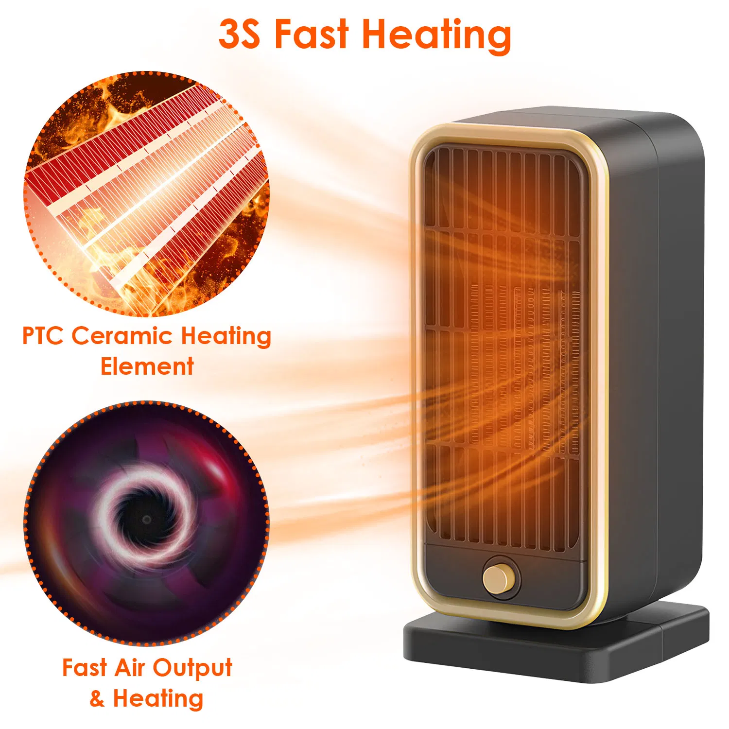 Indoor Portable Ceramic Space Heater, PTC Heating Tech, Overheat & Tip-Over Auto Shut-Off, Lightweight Desktop Heater for Home, Bedroom and Office Spaces photo 7