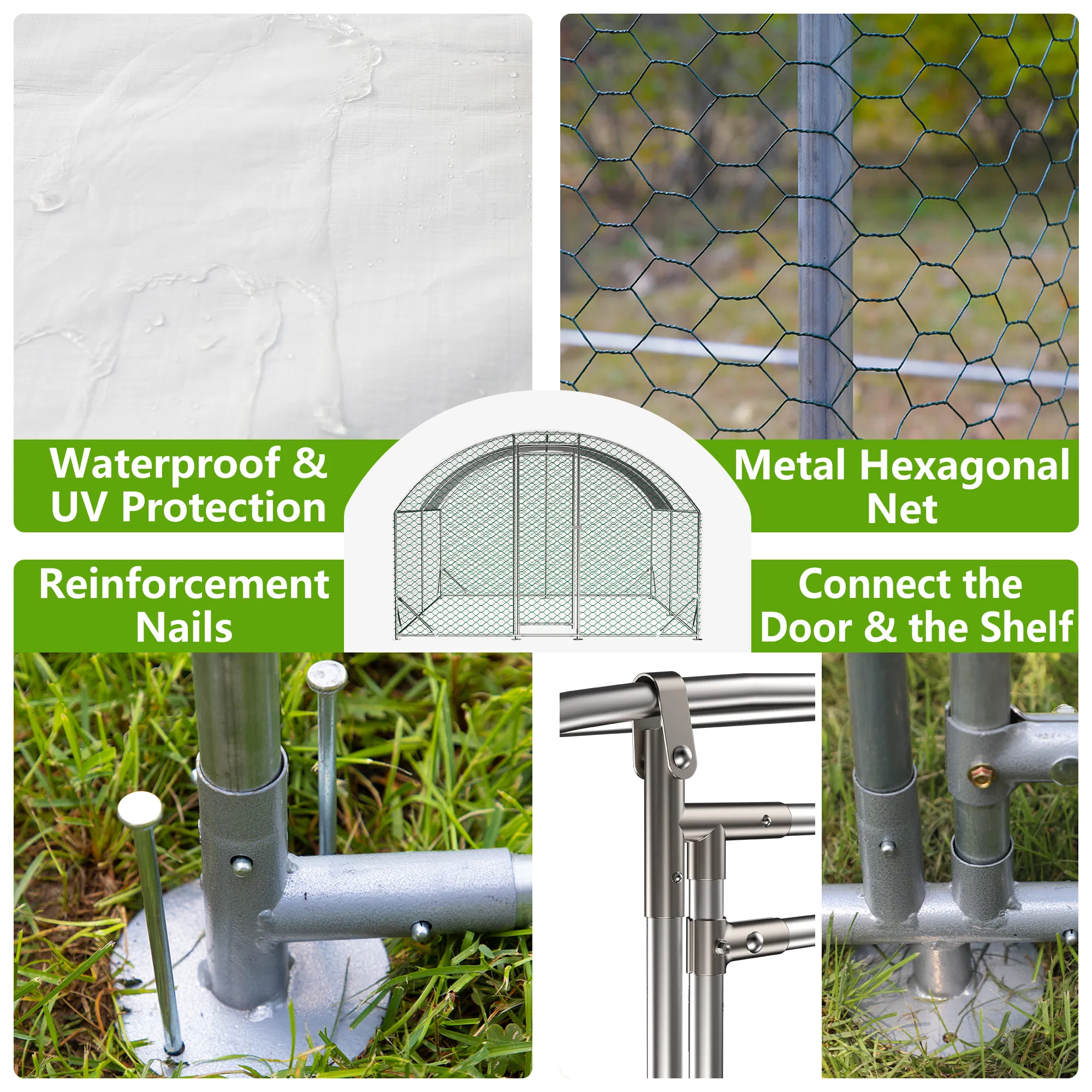 9.84' x 13.12' x 6.56' Large Chicken Coop Metal Chicken Run with Waterproof and Anti-UV Cover photo 5