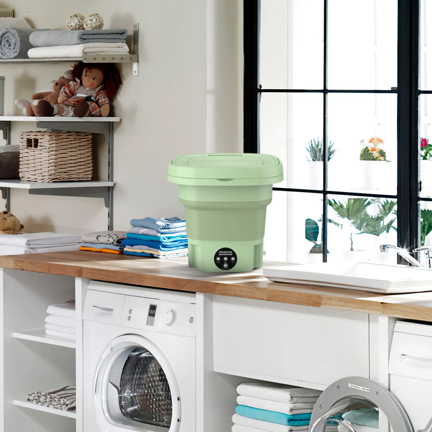 8L Foldable Mini Washing Machine,Portable Compact Washer with 3 Adjustable Modes,Semi-Dehydration,Detachable Drain Basket for Socks,Underwear,Baby Garments Home Travel Use photo 7