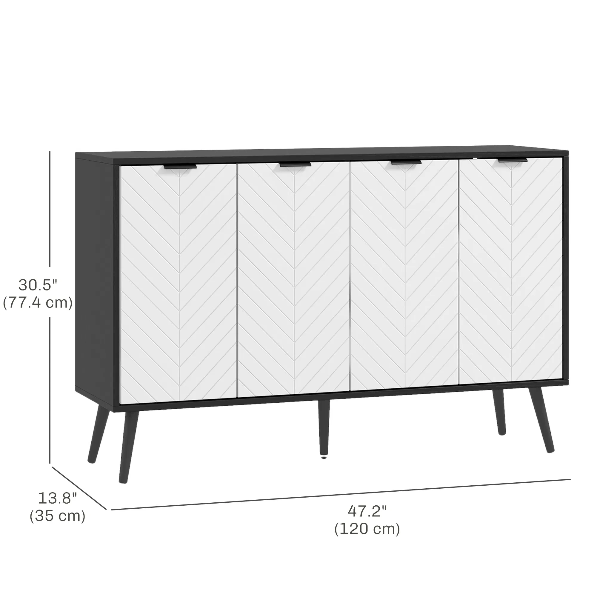 Modern Sideboard and Buffet, Dining Room Cabinet with Adjustable Shelves and 4 Doors, Black photo 5