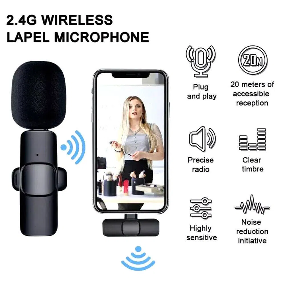Lavalier Microphone Wireless Audio Video Recording Mini Mic For Android/iPhone photo 5