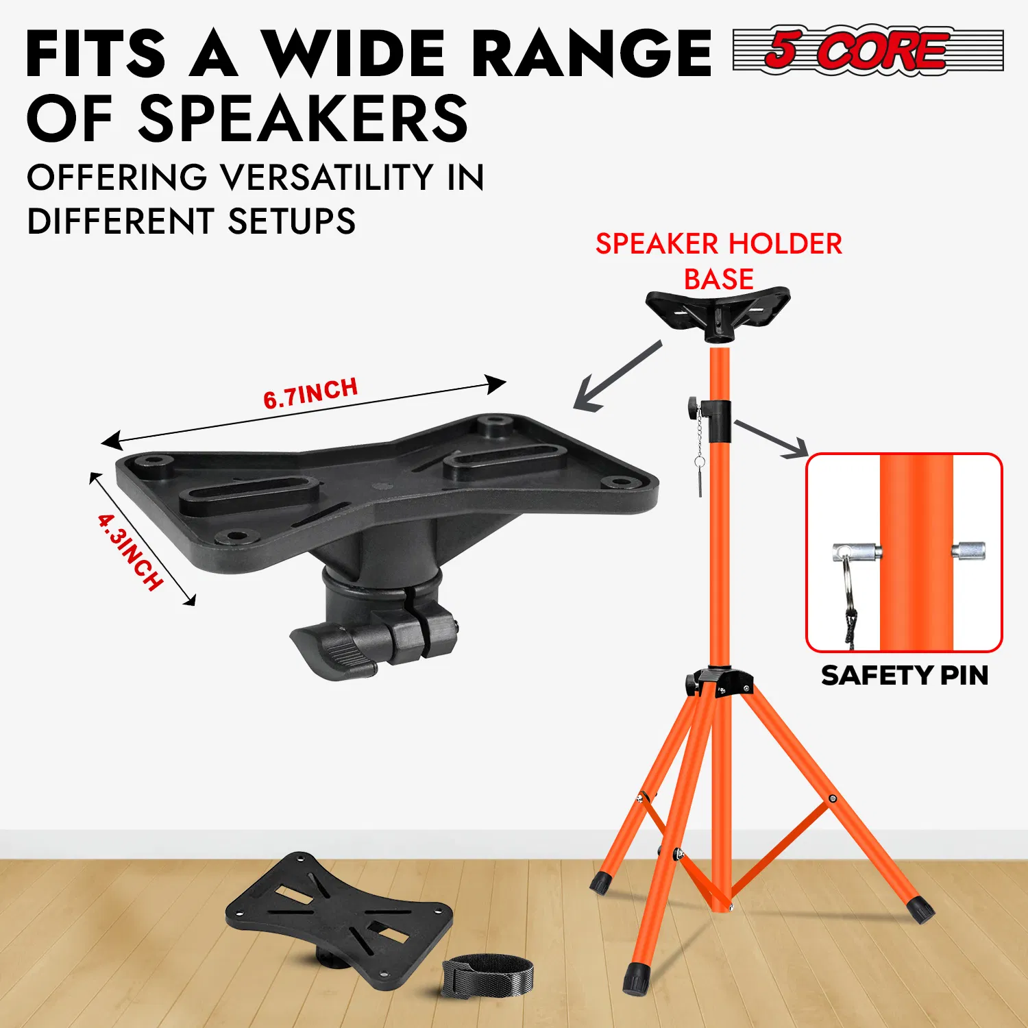 5 Core Speaker Stand Pair Height Adjustable Universal PA DJ Tripod Studio Monitor Stands Heavy Duty w 35mm Compatible Add for Home On Stage In Studio Use photo 7
