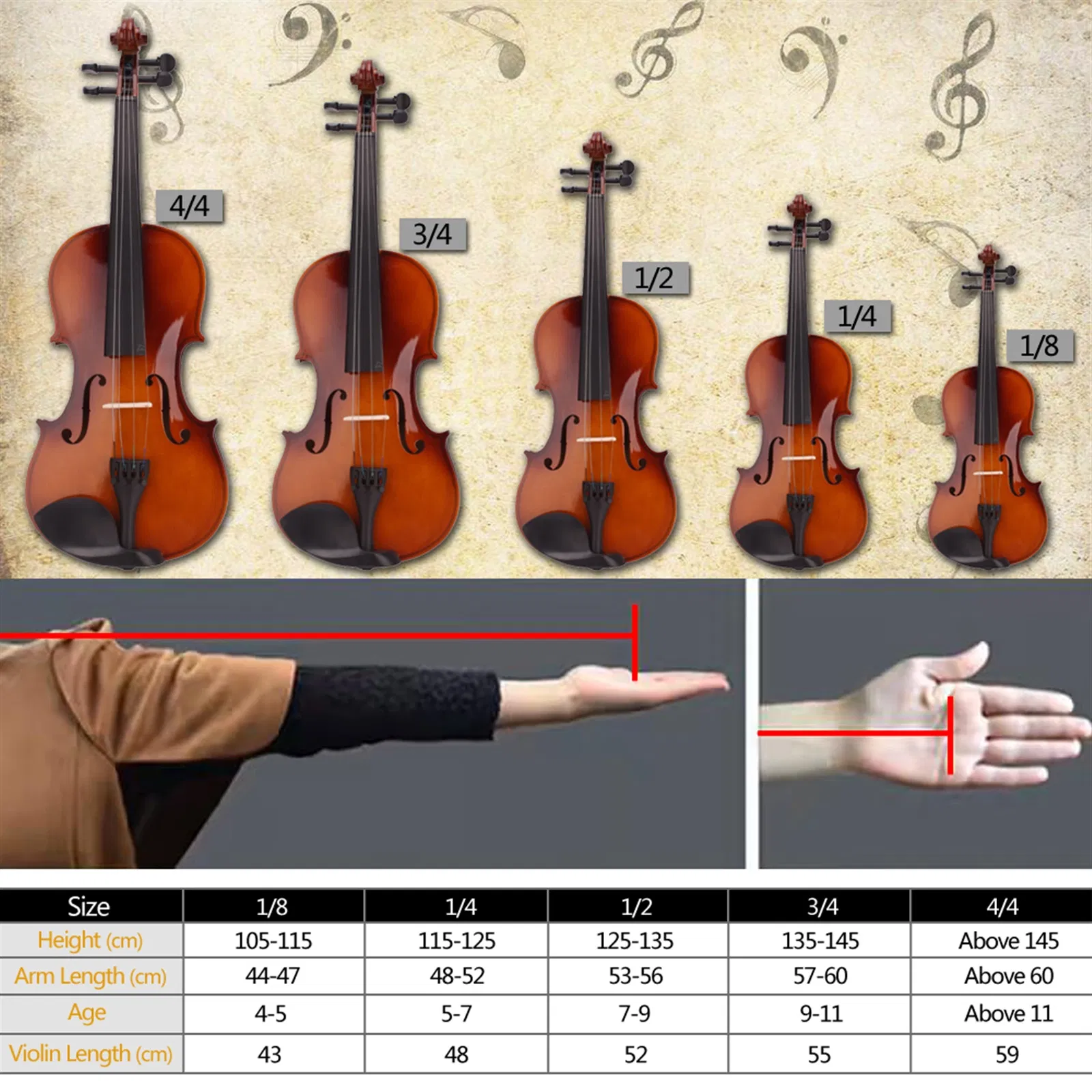 New 1/2 Acoustic Violin Case Bow Rosin Natural photo 5
