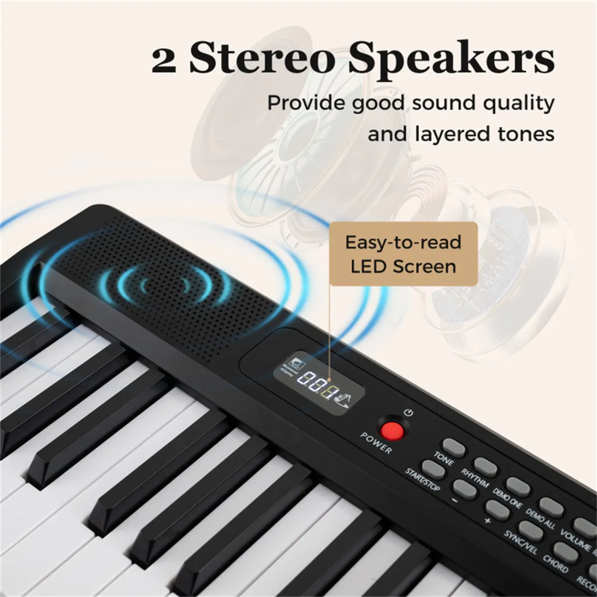 88-Key Semi-Weighted Foldable Digital Piano, 128.27×22.86×5.08 cm Light-Up Keys Keyboard with 3 Teaching Modes for Beginners, Black & White photo 6