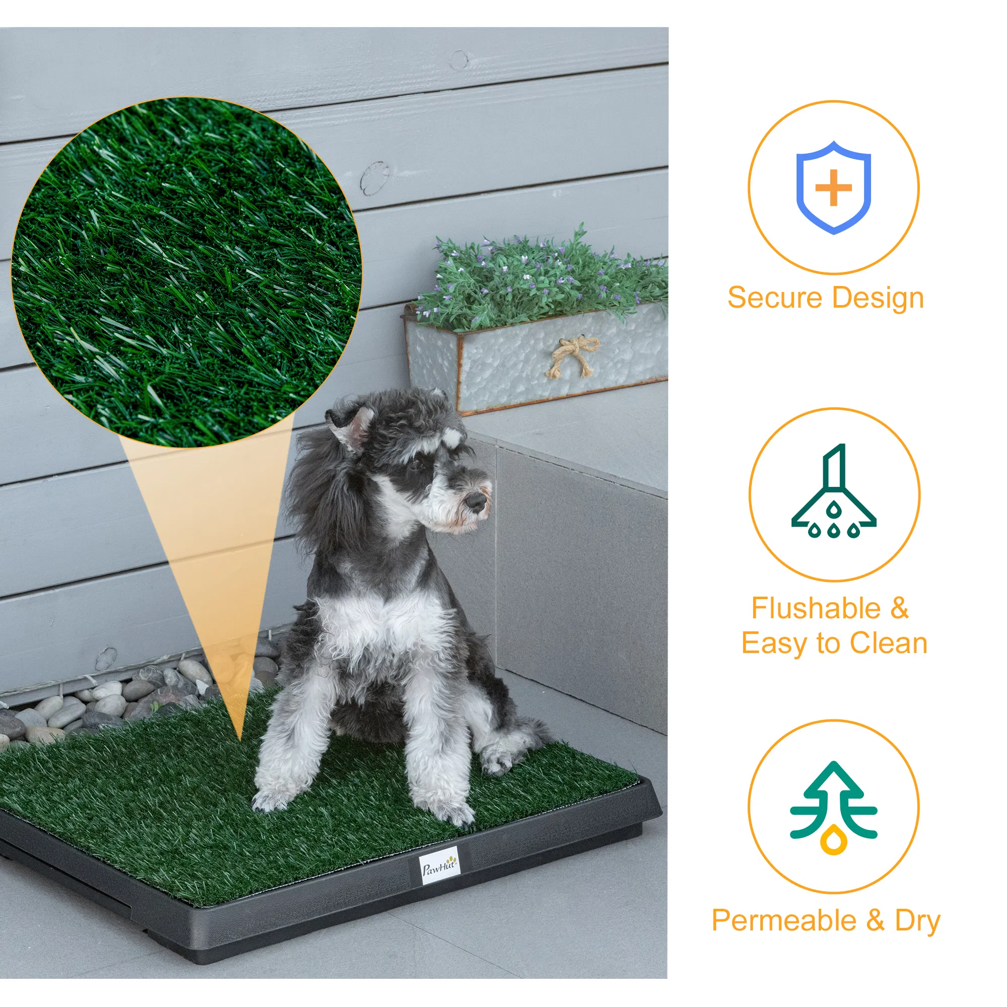 Dog Grass Pad with Tray, Artificial Grass for Dogs, Doggy Bathroom Toilet Potty Tray Indoor Outdoor Puppy Potty Training (51 x 63 CM) photo 5