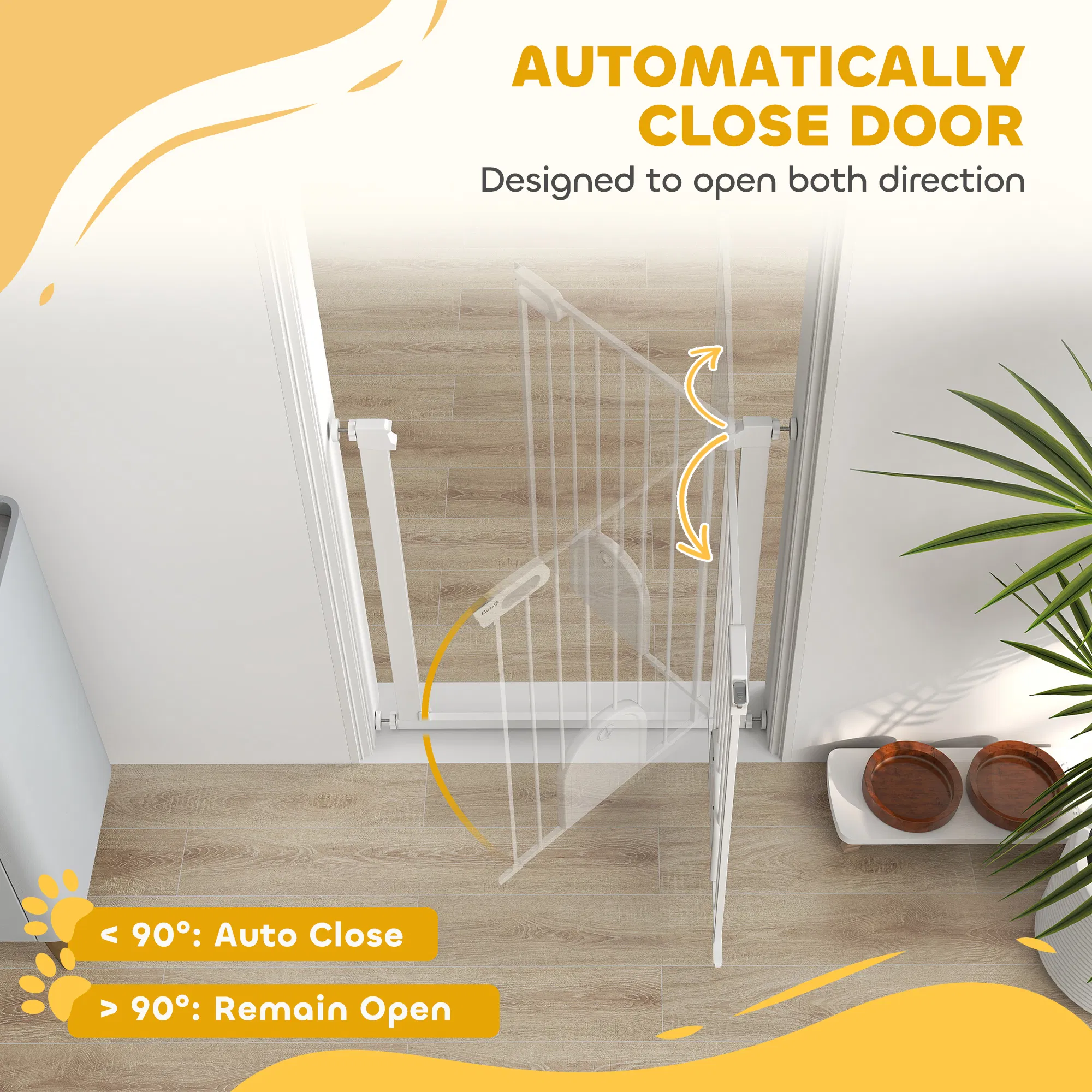 30"-32" Extra Wide Pet Gate Barrier with Small Door, 35"H Dog Gate with Safety Gate Barrier, Stair Pressure Fit, White photo 4