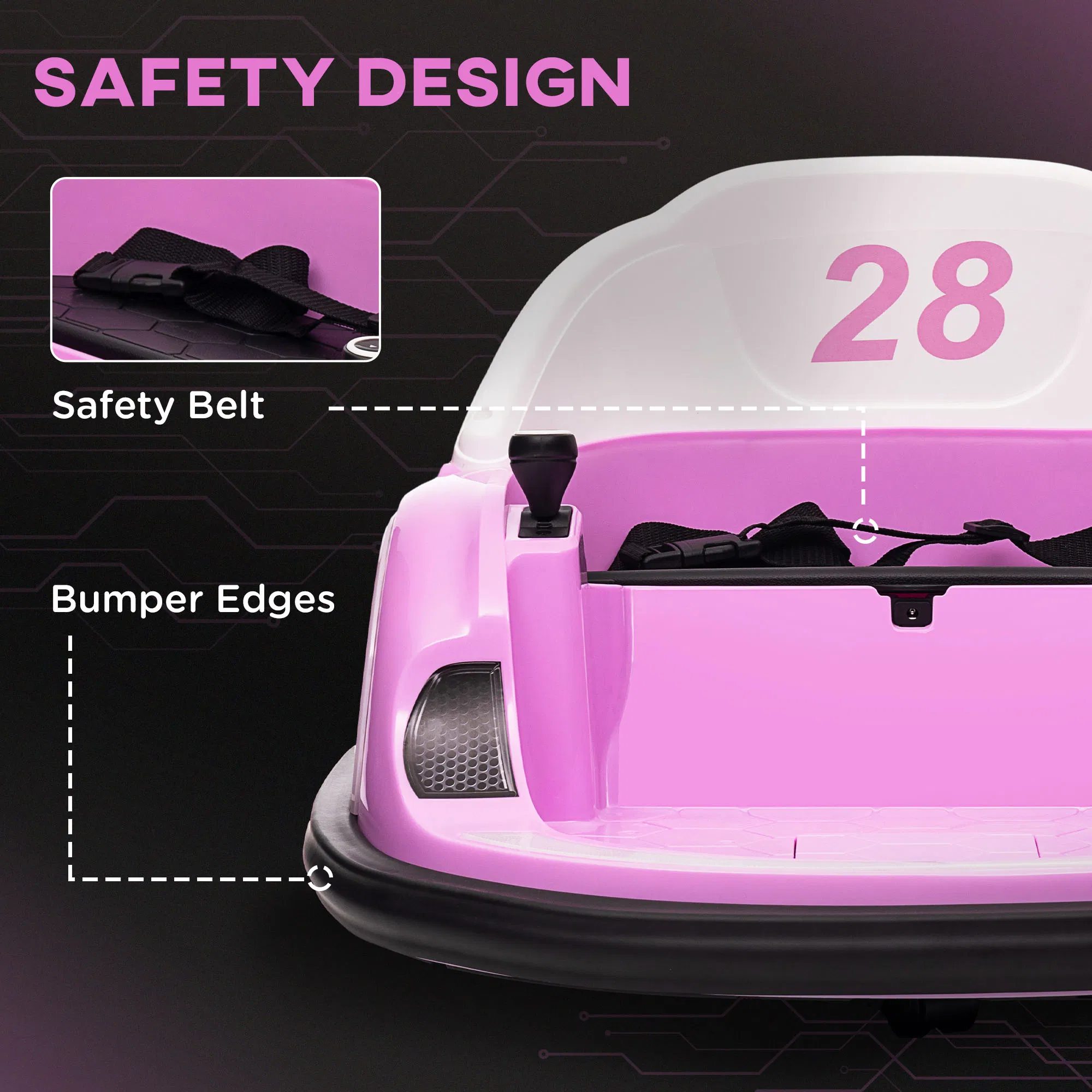 12V Bumper Car for Toddlers, Ride On Car with 360 Degree Remote Control, Lights Music Horn, for 1.5-5 Years, Pink photo 3