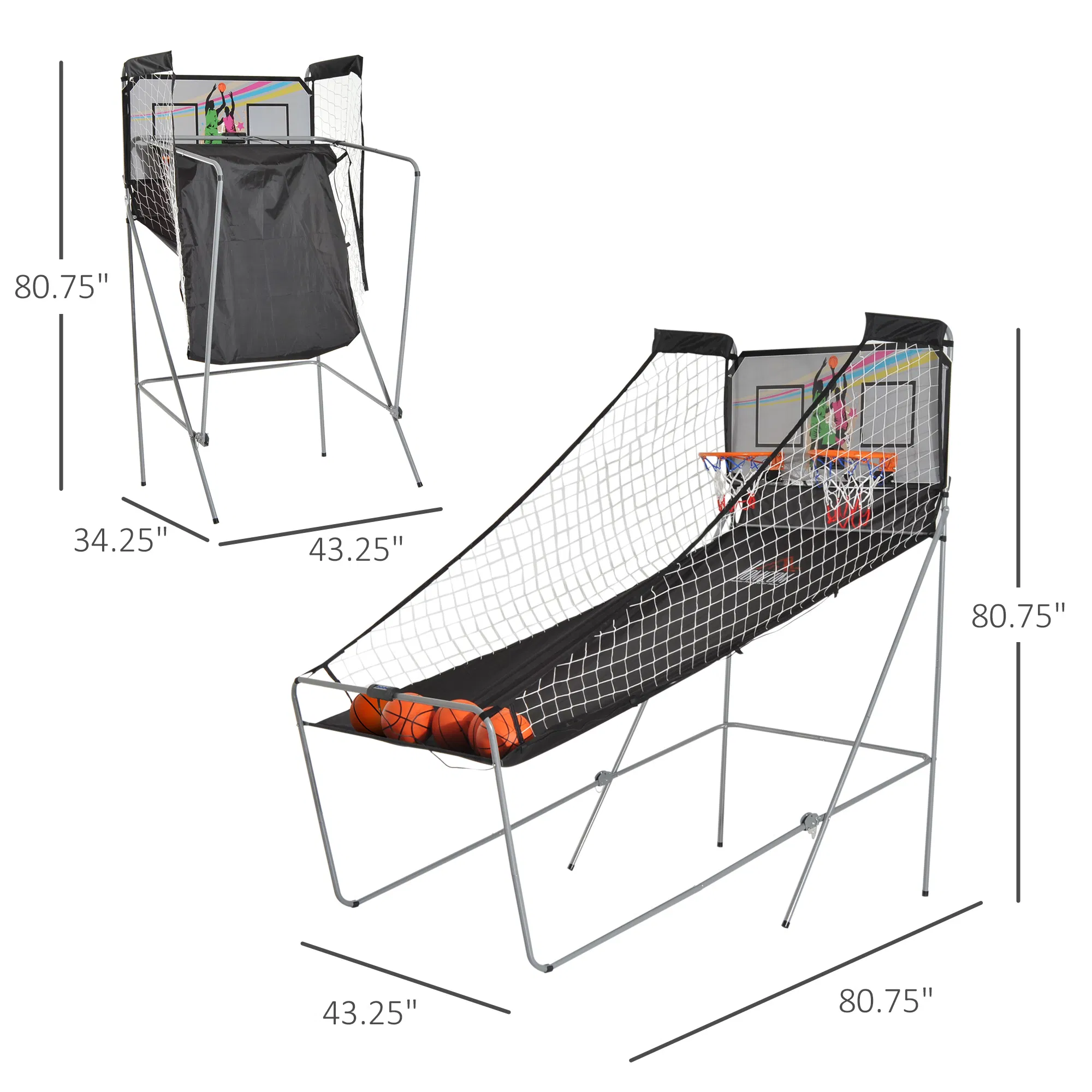 Double Shots Arcade Basketball System Foldable Two Player Basketball photo 4