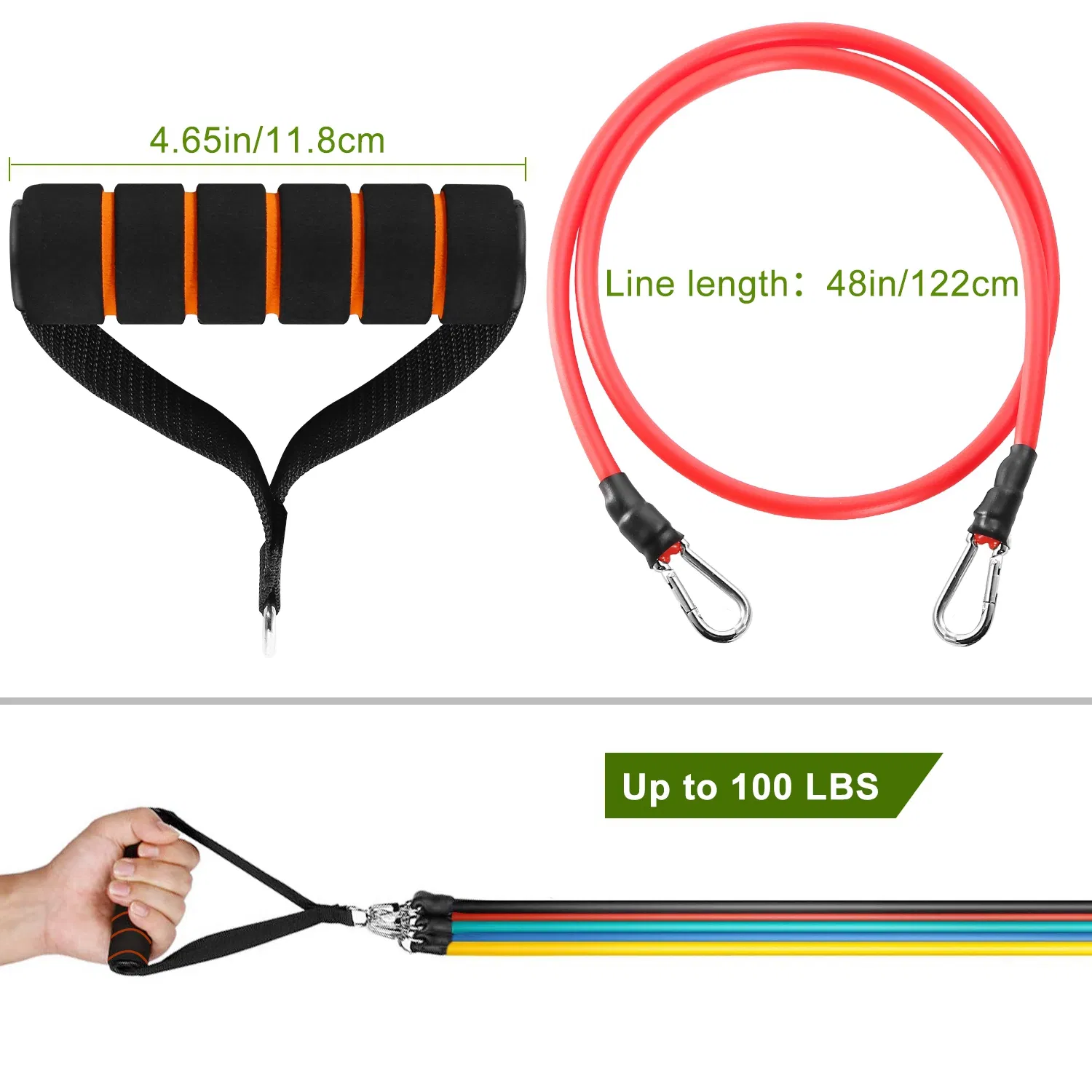 11Pcs Resistance Bands Set Fitness Workout Tubes Exercise Tube Bands Up to 100lbs w/ Door Anchor Handles Ankle Straps for Physical Training Yoga Pilates photo 2