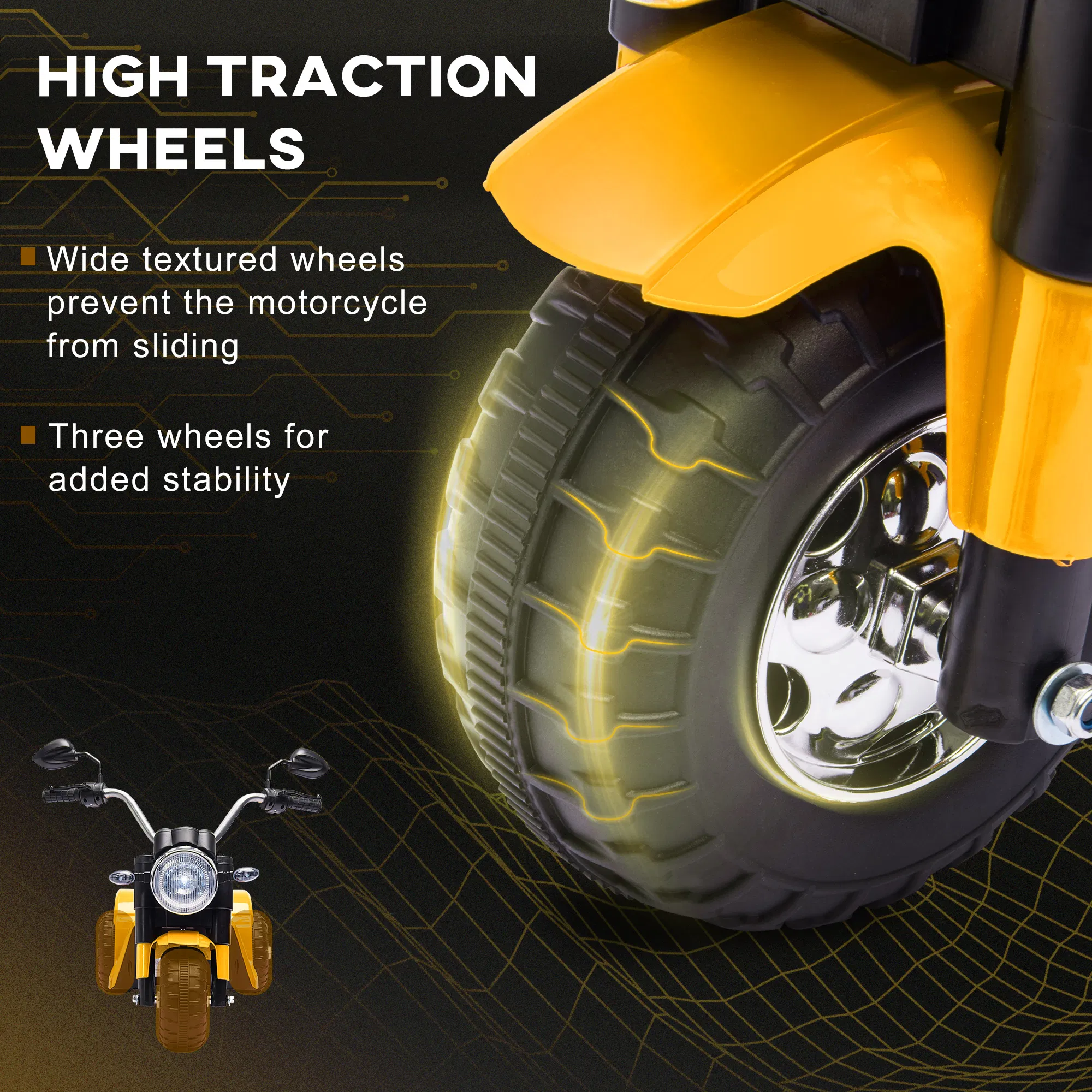 Kids Electric Motorcycle 6V Battery Powered Ride-On Dirt Bike 3-Wheels Motorbike Yellow photo 2