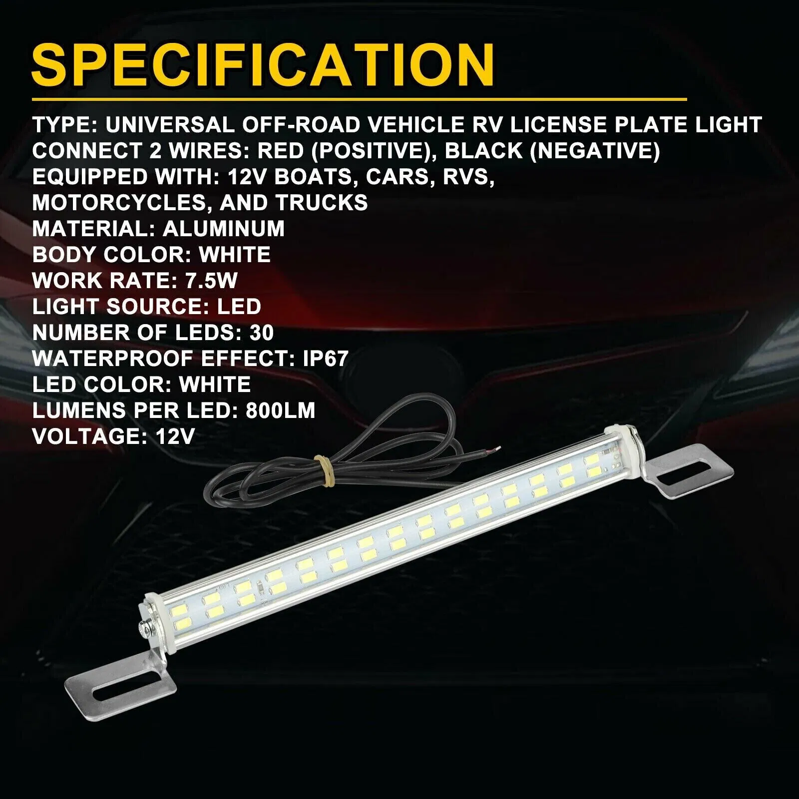 Universal License Plate LED Back Up Light for Car SUV Truck RV 6000K Super White photo 3