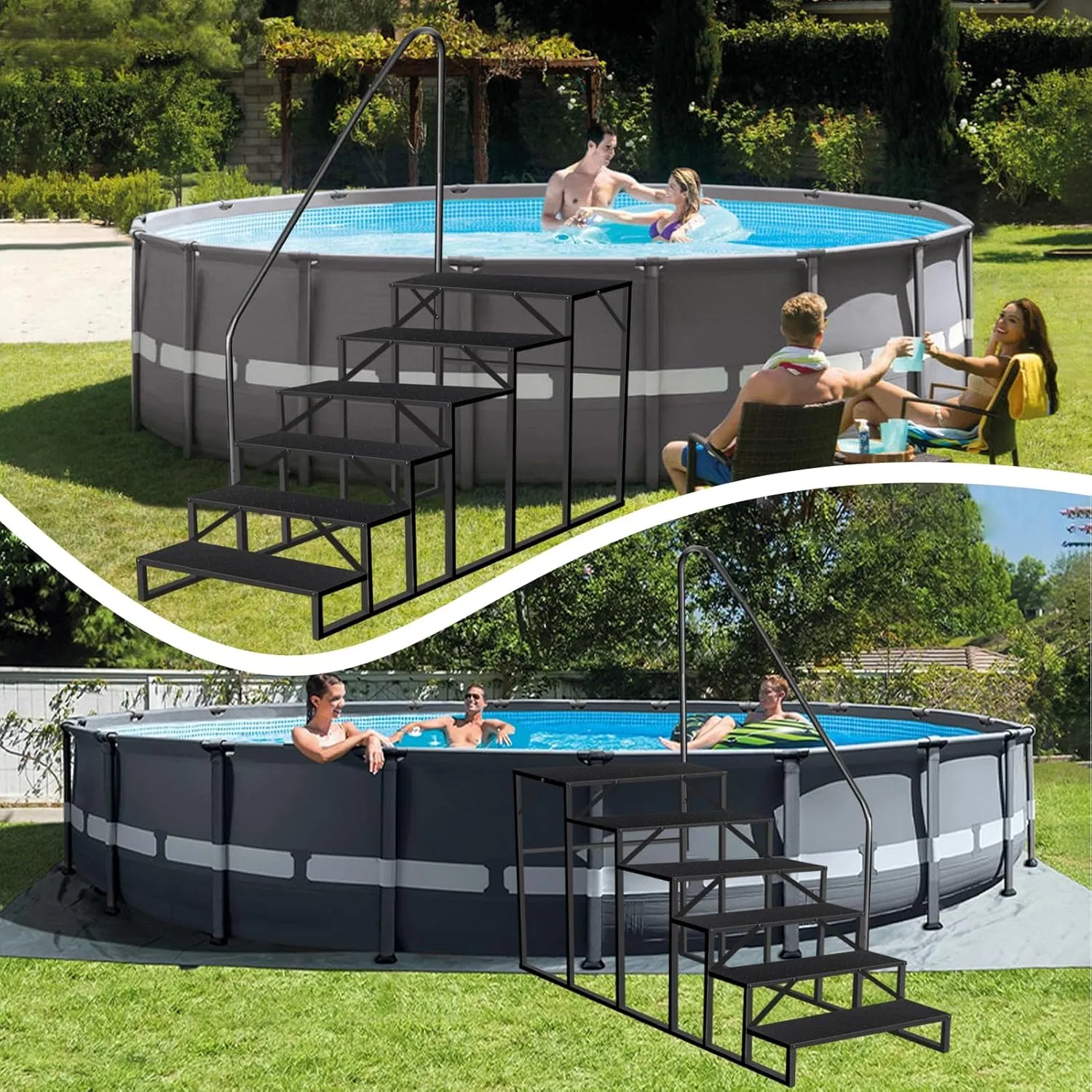 Swimming Pool Ladder Above Ground Pools, Step Stool Ladder with Handrails, Heavy Duty Hot Tub Steps (6 Step) photo 3