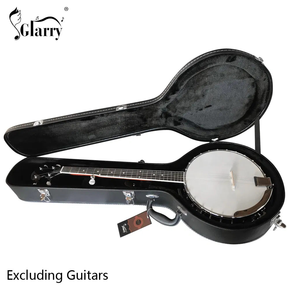 [Replace 48950444]5-String 6-String Microgroove Pattern Leather Wood Banjos Case Black photo 4