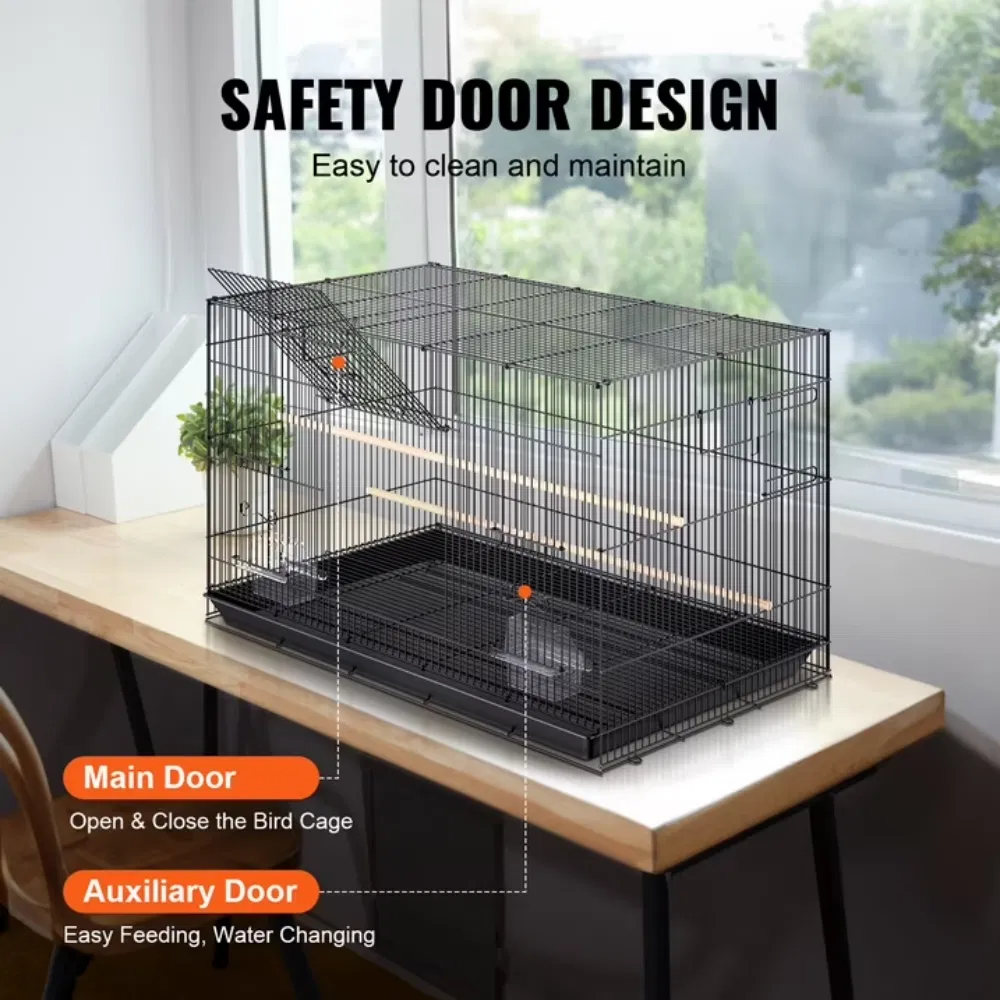 30" Bird Enclosure, Durable Metal Cage for Small Parrots, Budgies, Lovebirds, and Canaries, Includes Mobile Stand and Tray (Shipment from Walmart) photo 4