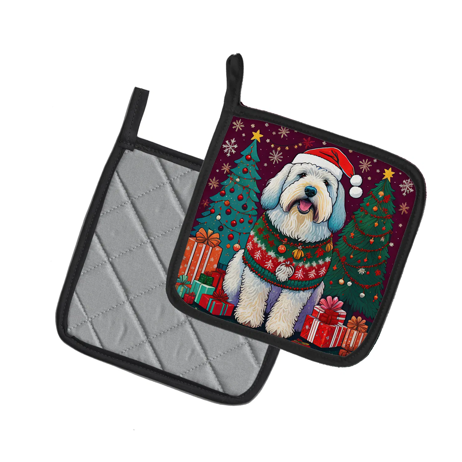 Old English Sheepdog Christmas Pair of Pot Holders Kitchen Heat Resistant Pot Holders Sets Oven Hot Pads for Cooking Baking BBQ, 7 1/2 x 7 1/2 photo 7