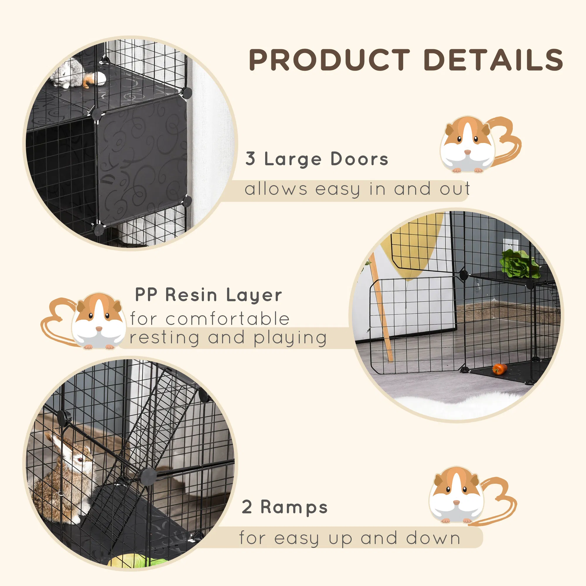 56 Panels Pet Playpen Small Animal Cage for Rabbit photo 2