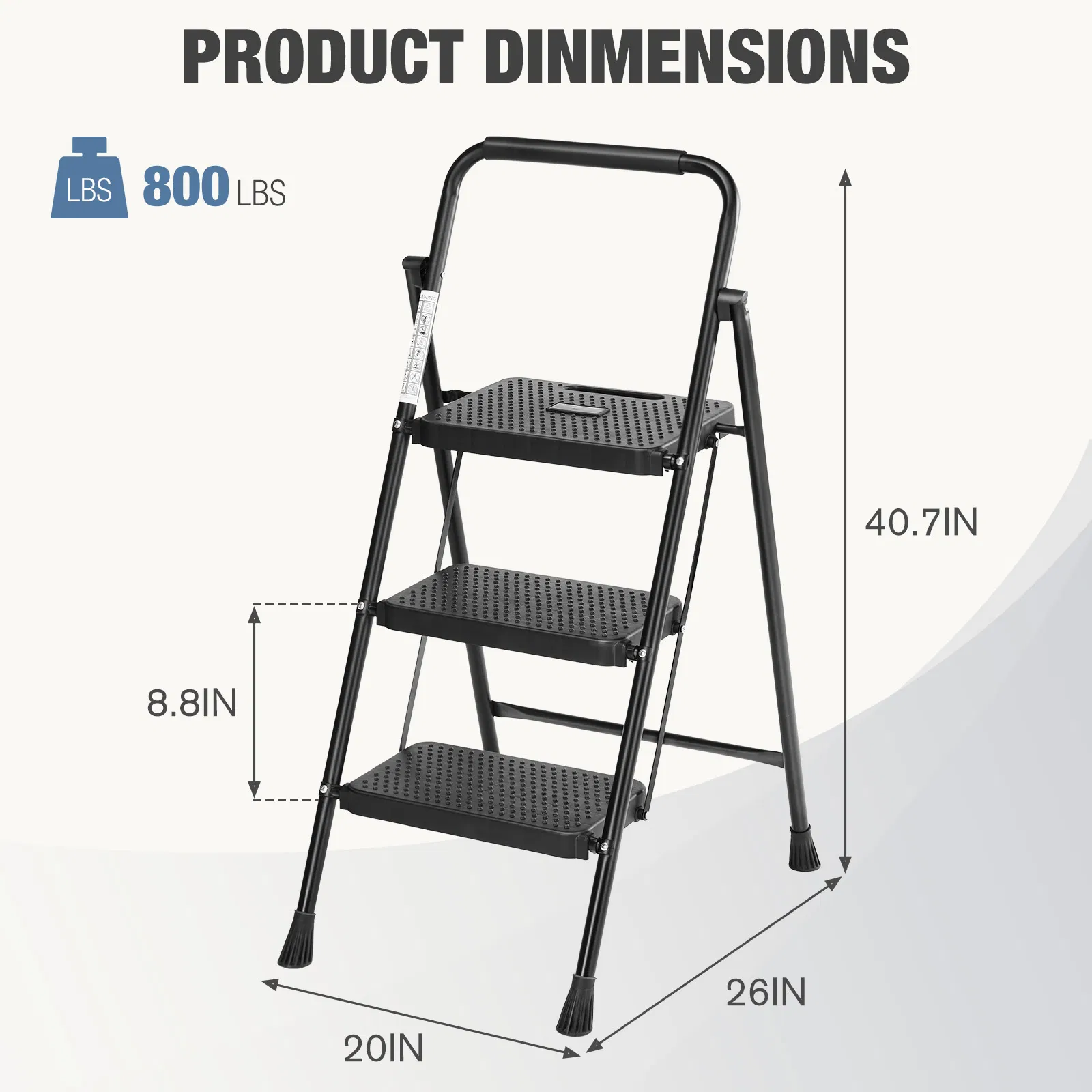 Household portable 3-layer step ladder, with safety buckle stable and safe photo 6