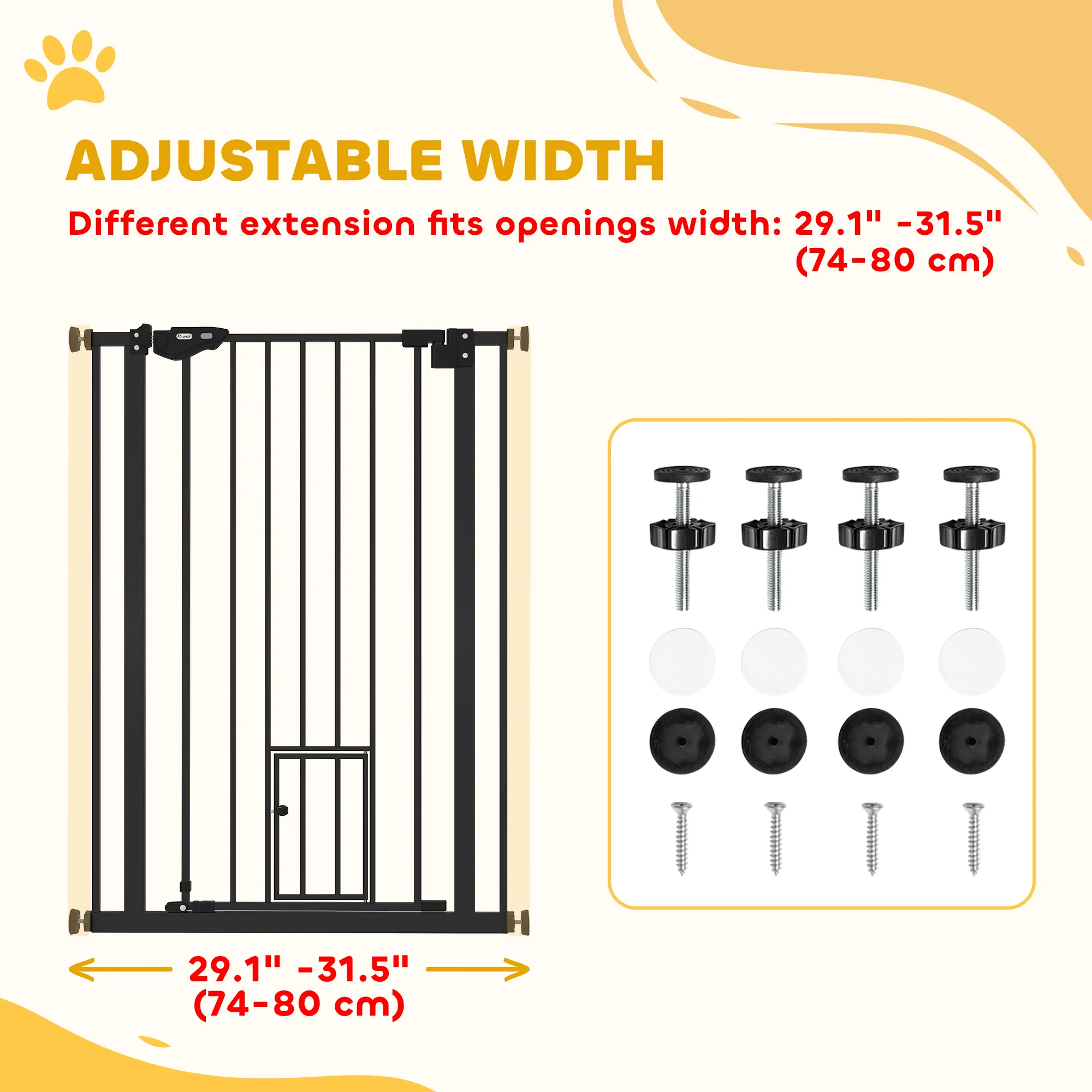 41" Easy Open Indoor Dog Gates for Doorways, House, Stair - Black photo 5