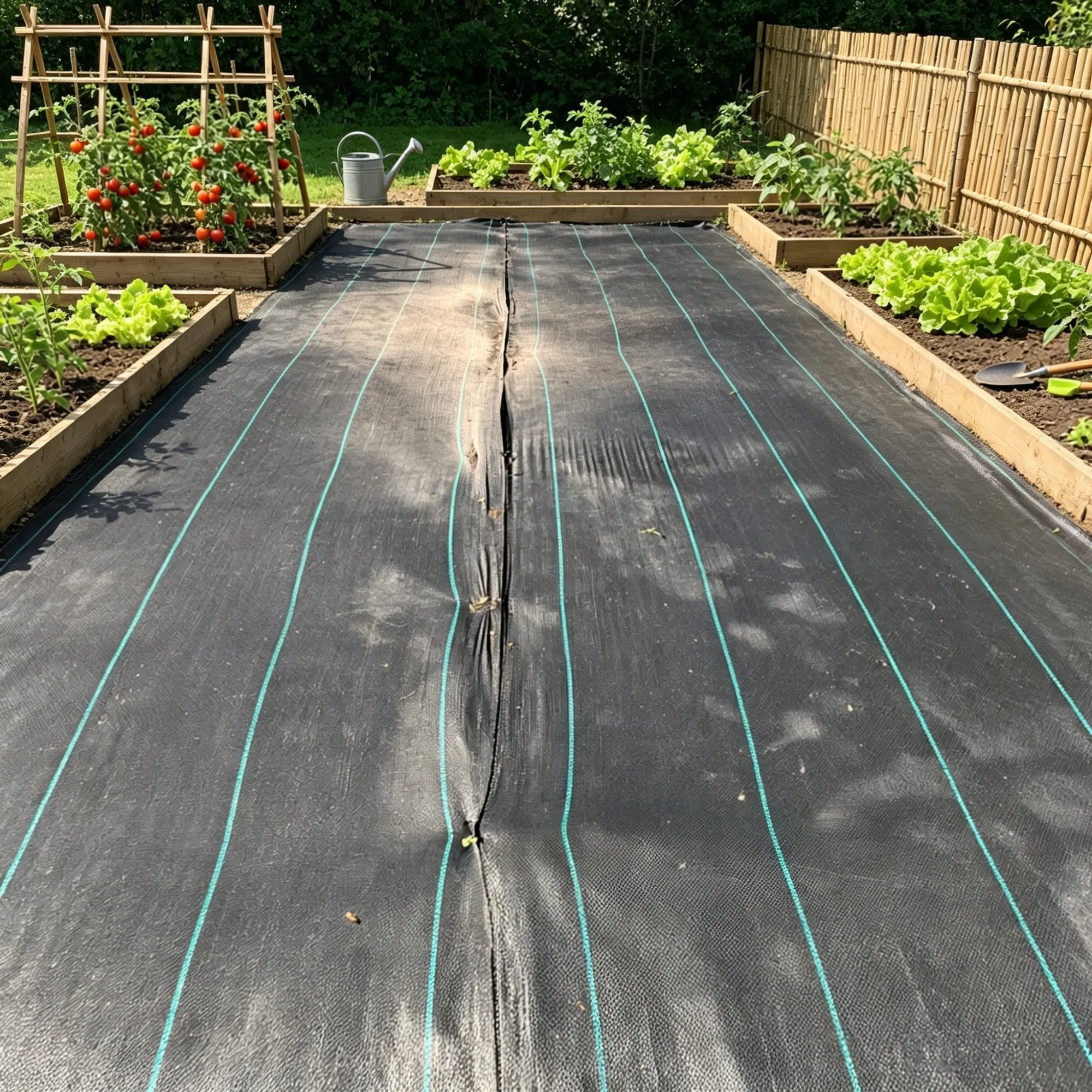 4 x 100FT Weed Barrier Landscape Fabric, Heavy Duty Woven PP Weed Control Fabric, Geotextile Ground Cover for Garden, Driveway & Landscaping, Black photo 4