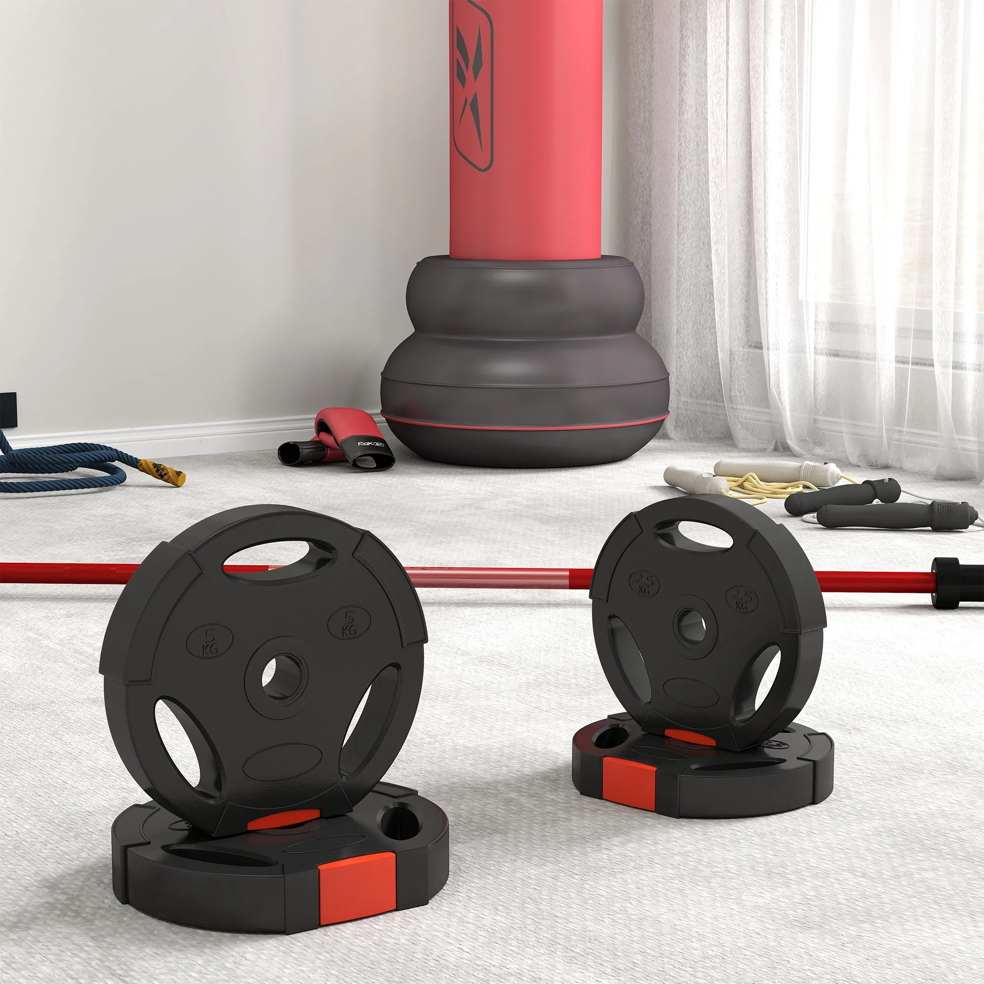 1-Inch Weight Plates, Barbell Weights Set for Weightlifting and Strength Training, 2 x 11lbs + 2 x 5.5lbs photo 3
