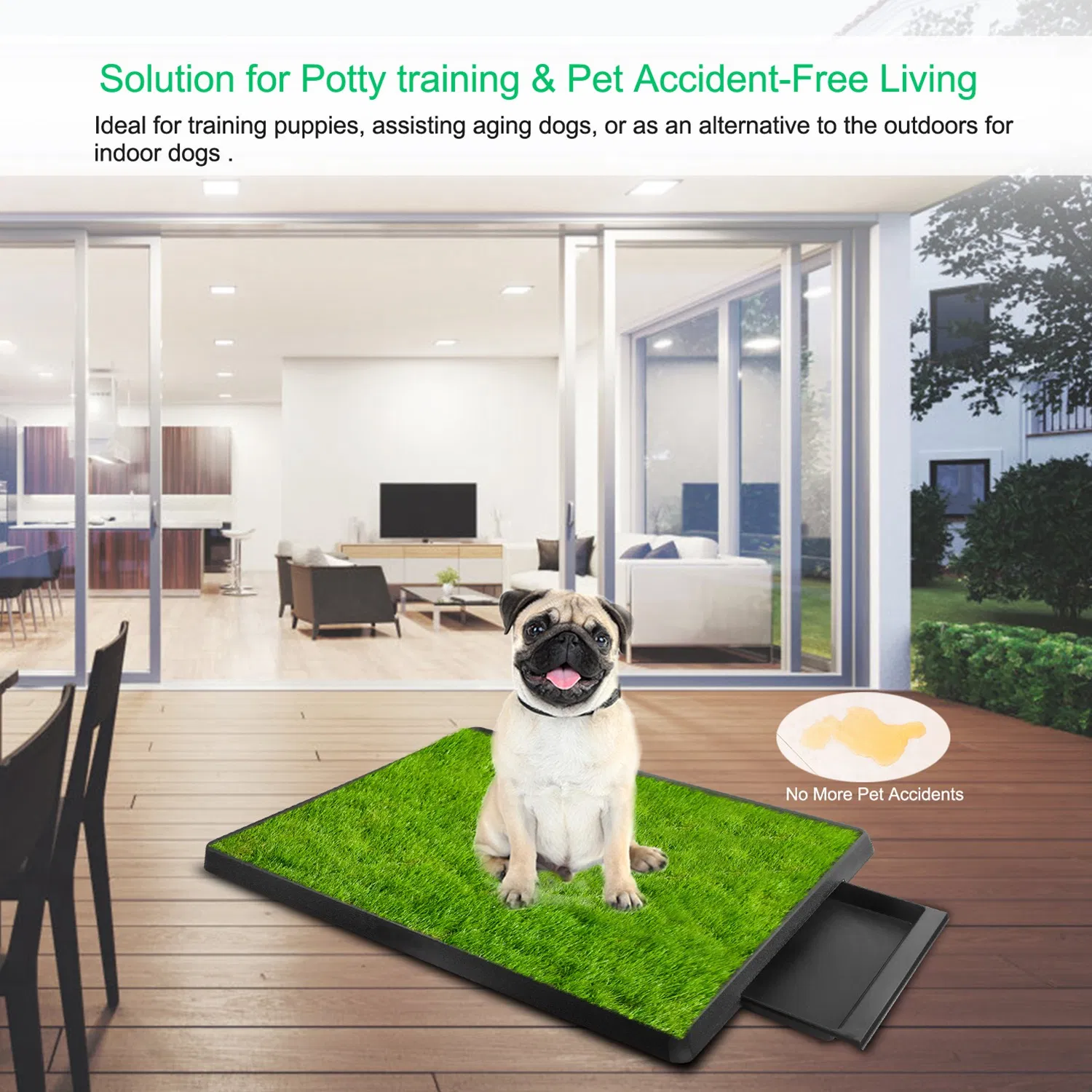 25"×20" Dog Toilet Indoor Puppy Training Pad, Dog Potty Pet Training Grass Mat, Removable Waste Tray for Easier Clean Up, Artificial Turf photo 1