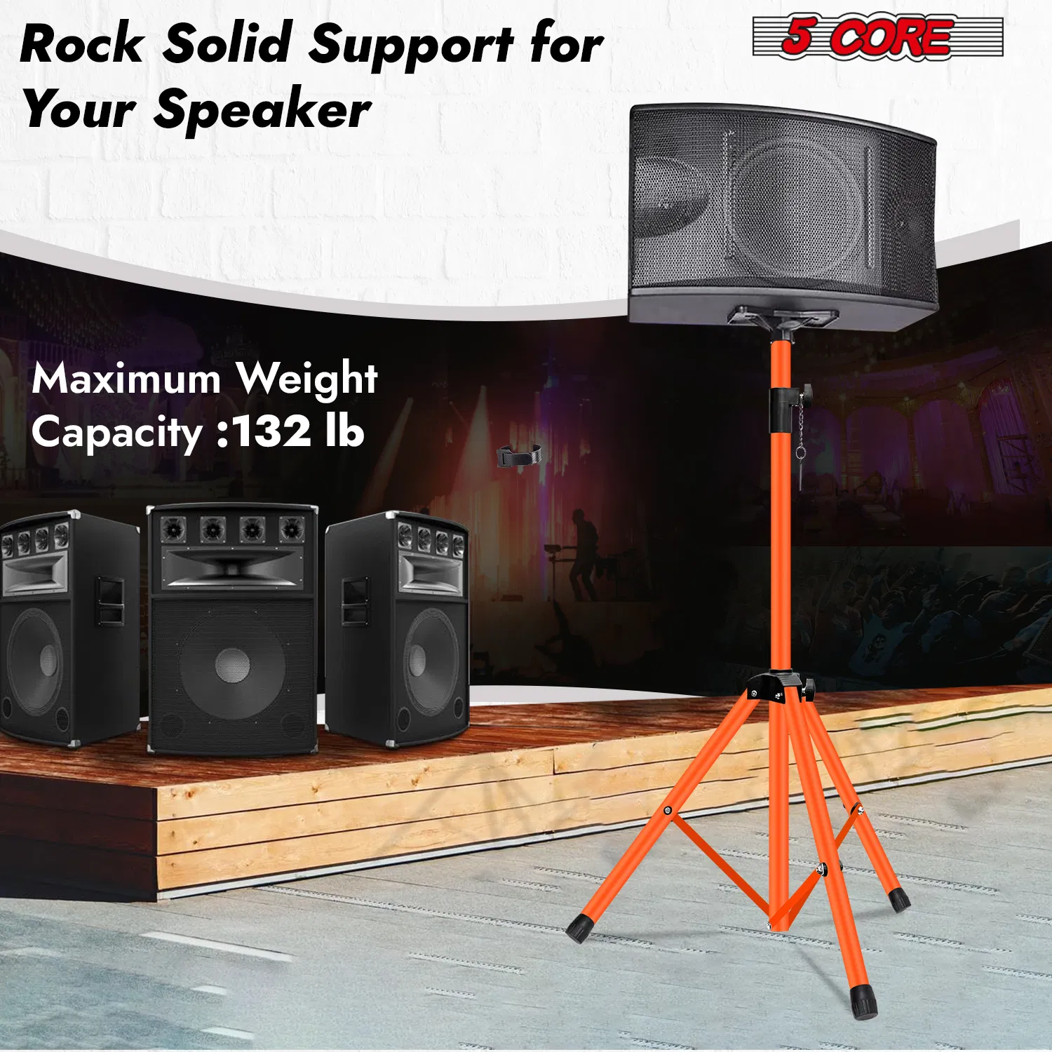 5 Core Speaker Stand Pair Height Adjustable Universal PA DJ Tripod Studio Monitor Stands Heavy Duty w 35mm Compatible Add for Home On Stage In Studio Use photo 4