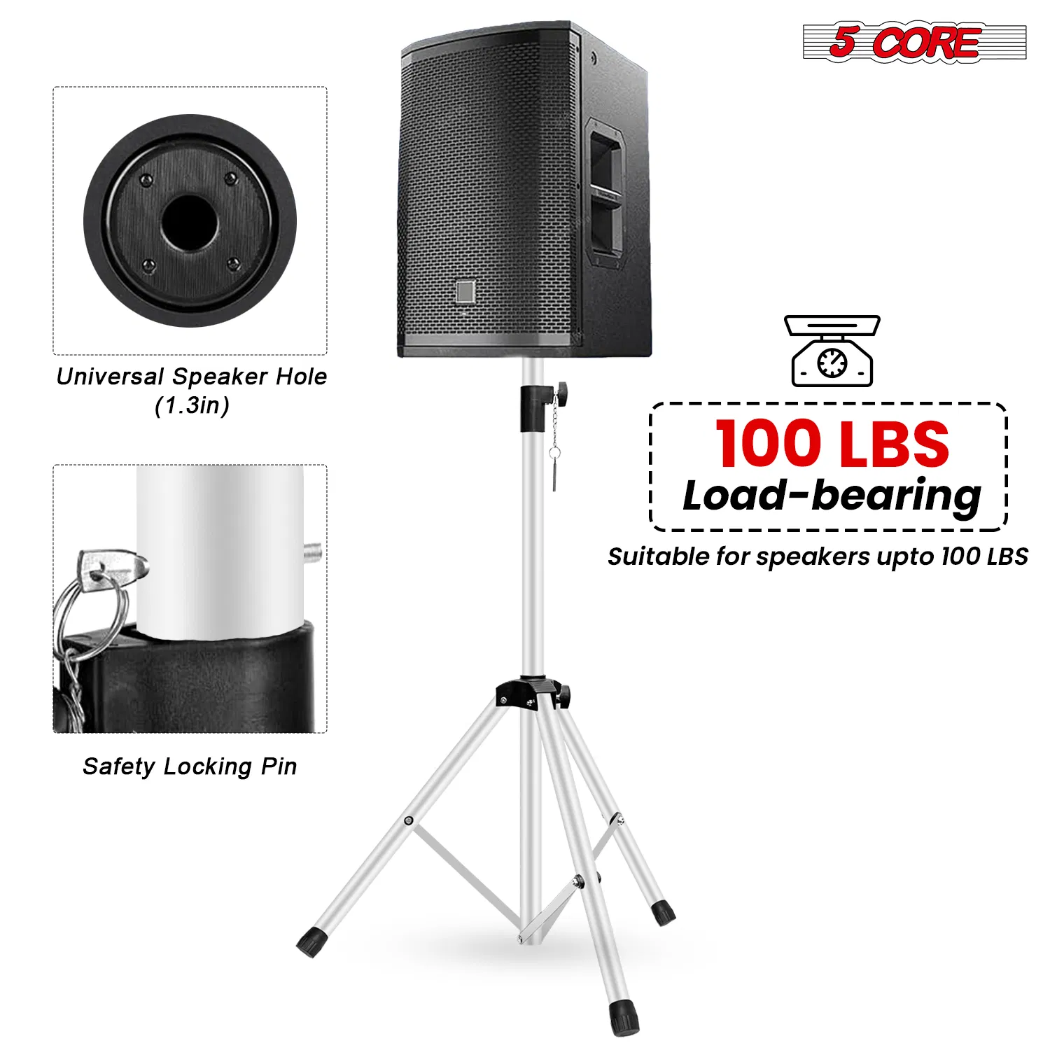 5 Core Speaker Stand Height Adjustable PA DJ Tripod Studio Monitor Stands w 35mm Compatible Add photo 7