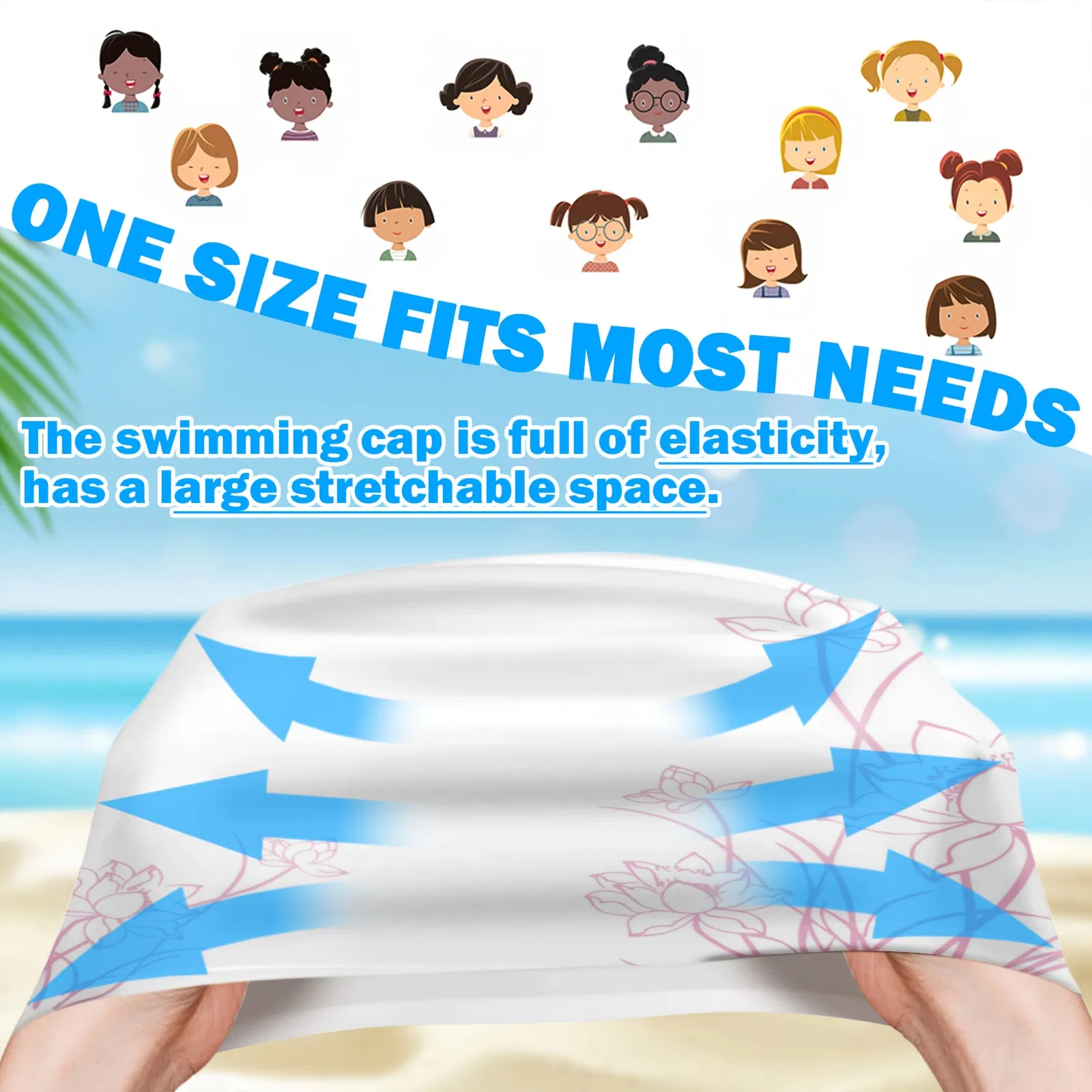 2pcs Silicone Swim Cap for Women Men, High Elasticity Comfortable Non-Slip Swimming Cap for Girls & Boys, Durable Waterproof Swim Hats for Long and Short Hair, Keep Hair Dry photo 7
