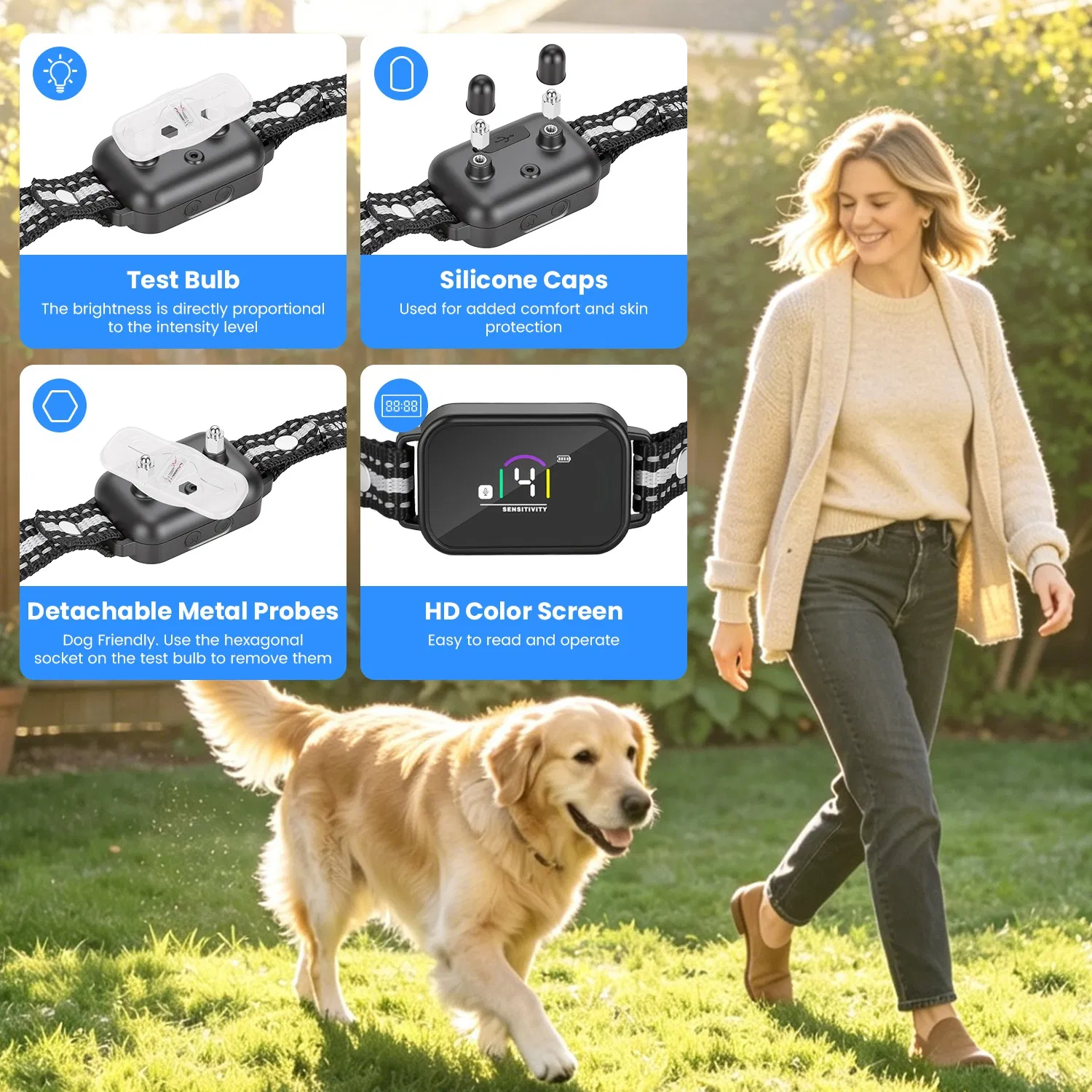 2-in-1 Dog Shock and Bark Collar Dog Training Collar with Remote 1/2/3 Collars(Options) Rechargeable IP68 Waterproof with 3 Channels for Medium and Small Dogs photo 7