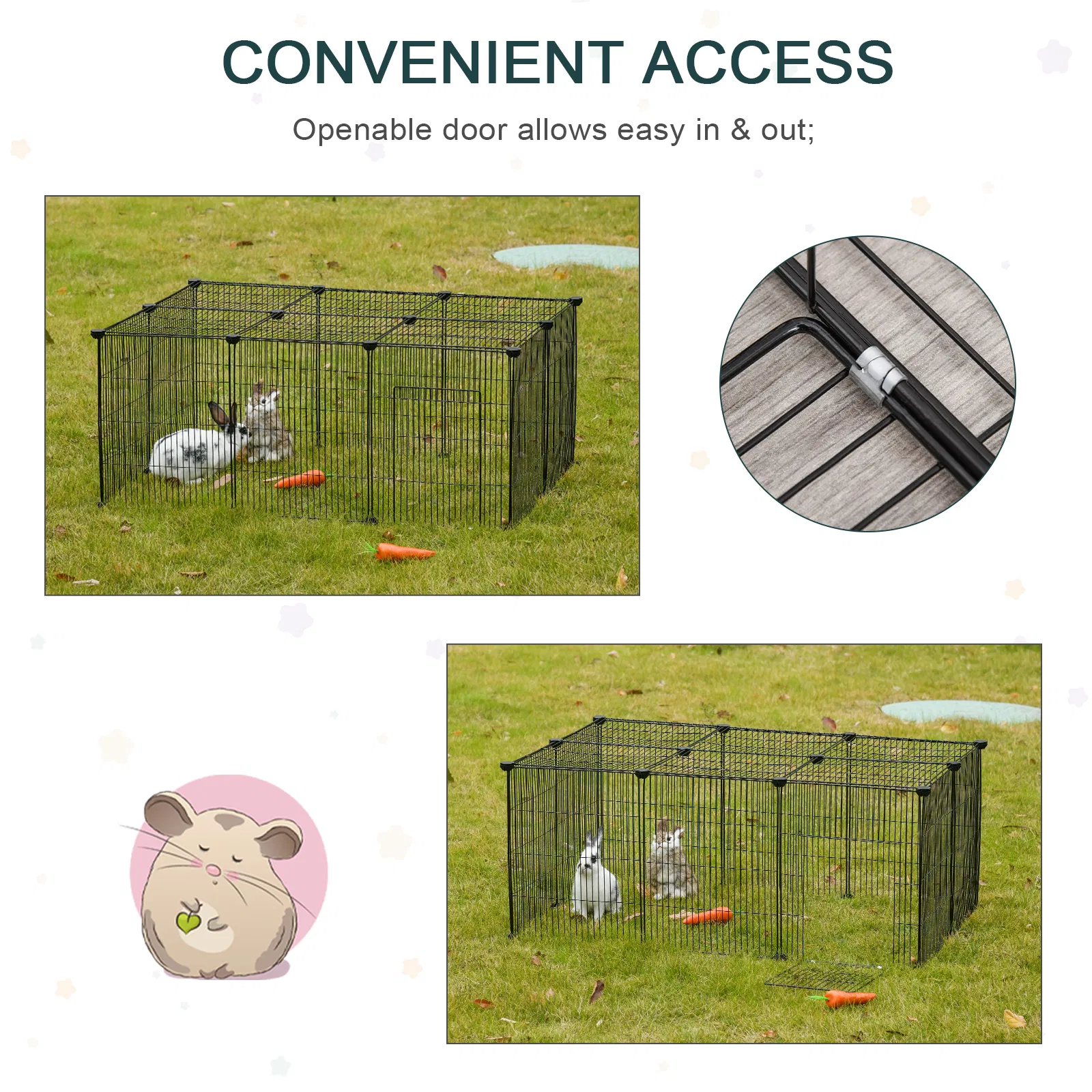 Small Animal Cage for Bunny, Guinea Pig, Chinchilla, Hedgehog, Portable Pet Enclosure with Door, 16 Panels photo 2