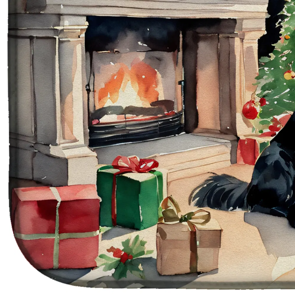 Flat-Coated Retriever Cozy Christmas Dish Drying Mat Absorbent Dish Drying Mat Pad for Kitchen Counter Dish Drainer Mat for Countertop, 14 x 21", Multicolor photo 4