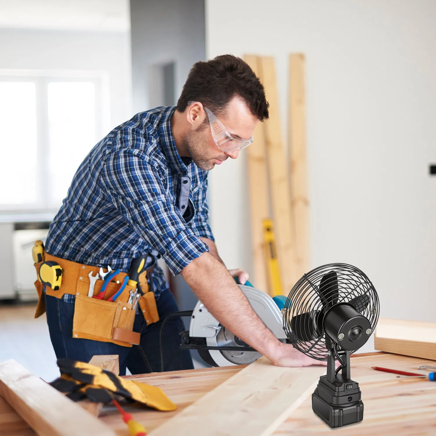 9.06In Portable Jobsite Fan Compatible with 21V Makita Battery Cordless Workshop Fan with 2 Speeds for Jobsite Garage Power Outages(Battery Not Included) photo 8