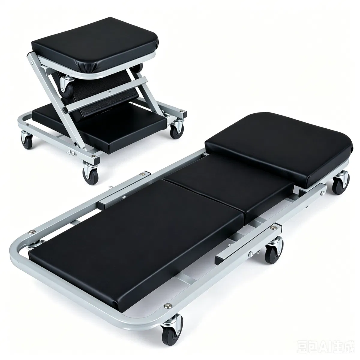 36" 2-in-1 Mechanic Creeper Seat with 360 Swivel Casters, Heavy Duty Metal Frame Auto Repair Rolling Stool with 1.5" Thick Oil-Proof Cushion for Garage Car Maintenance photo 1