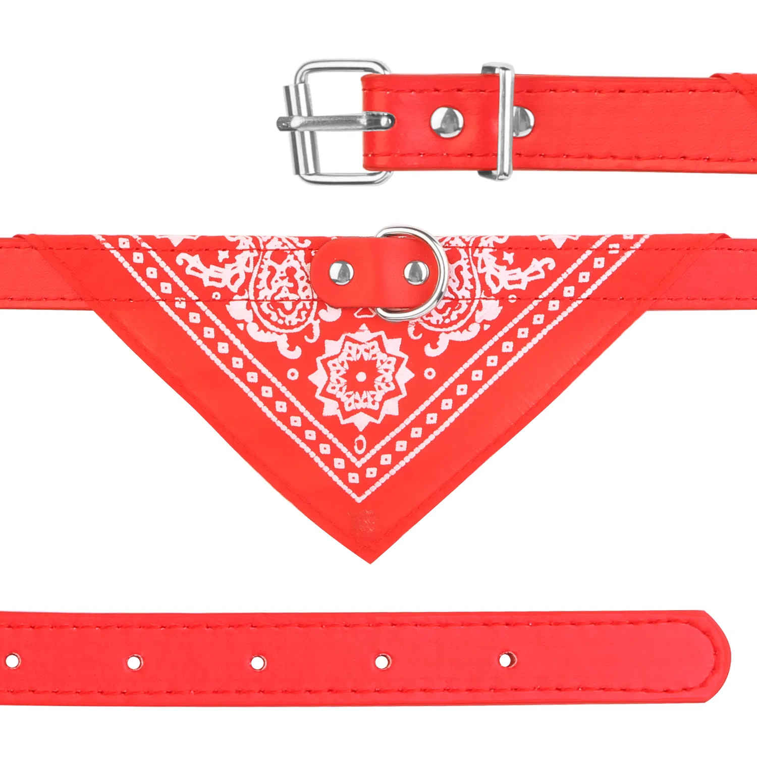 Adjustable Bandana Leather Pet Collar Triangle Scarf photo 3