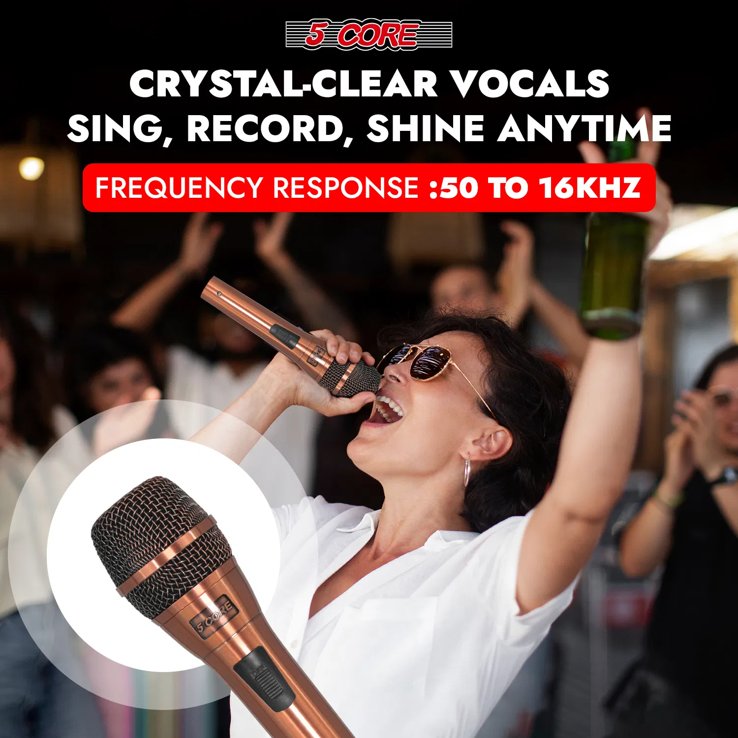 5Core Couple Karaoke Microphone Pair Handheld Dynamic XLR Mic for Him & Her Clear Sound Stylish Look photo 5