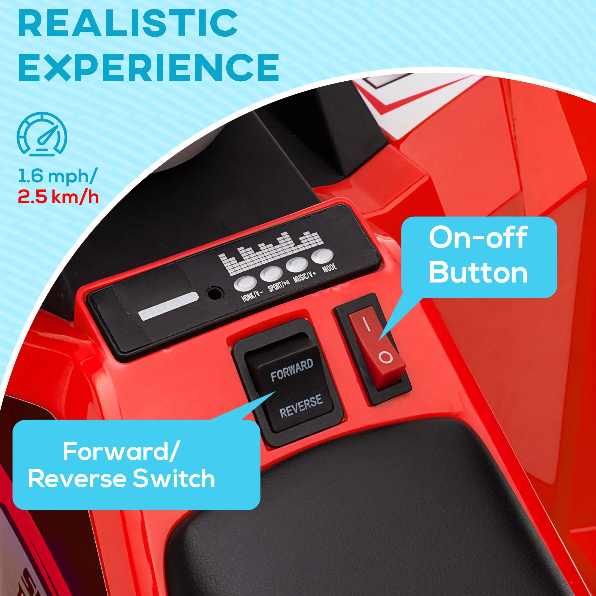6V Quad Kids Electric Car with Wear-resistant Wheels, for Boys and Girls Aged 18-36 Months, Red photo 2