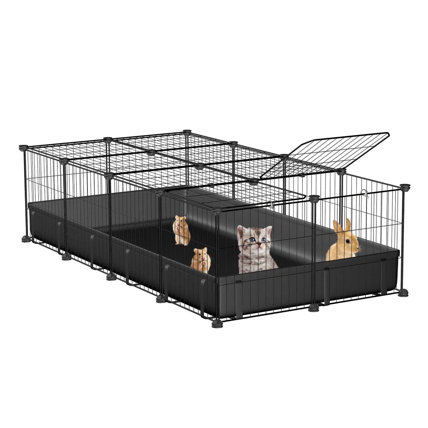 47x24x12" Guinea Pig Cage Small Animal Playpen DIY Metal Pet Enclosure with 20 Panels Waterproof Floor Mat for Hedgehogs Chickens Ducklings Rabbits Hamsters photo 6
