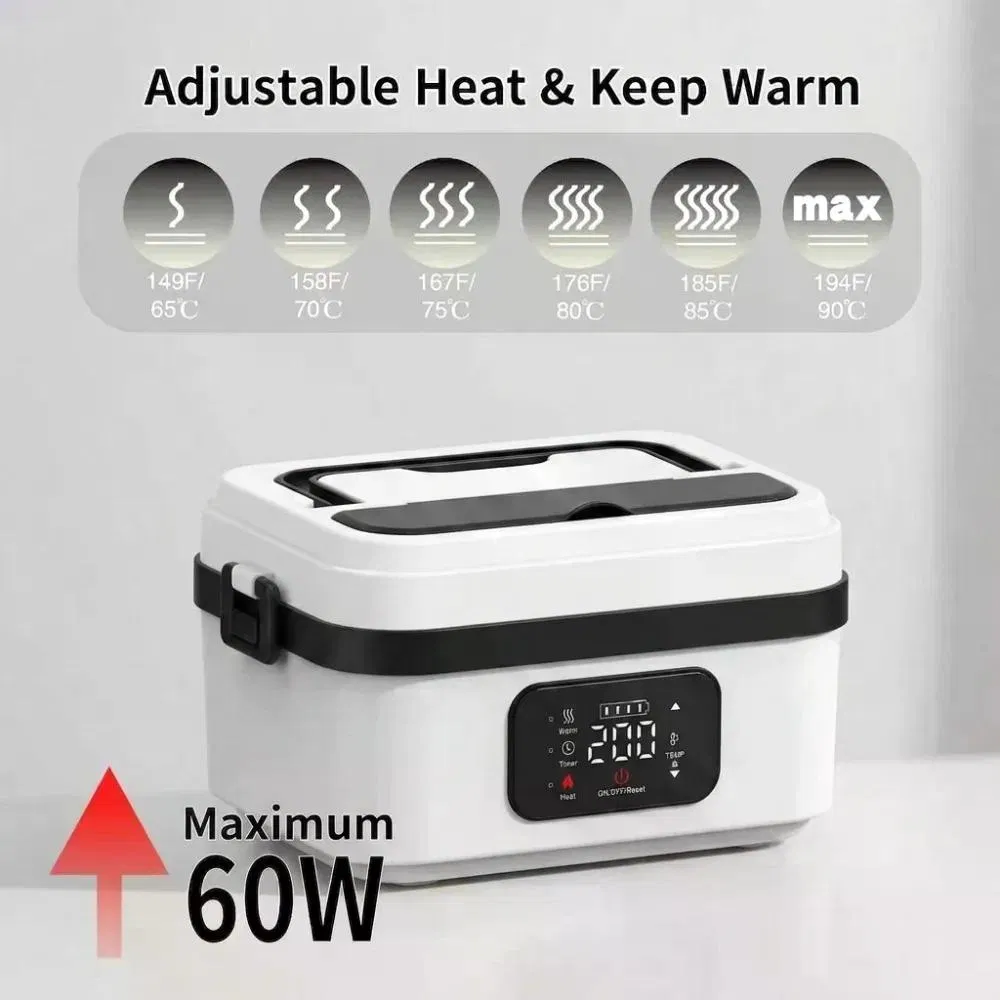 Cordless Portable Electric Heating Lunch Box Rechargeable Self-Heating 4x4000mAh Wireless Food Heater for Work Travel Car Office photo 7