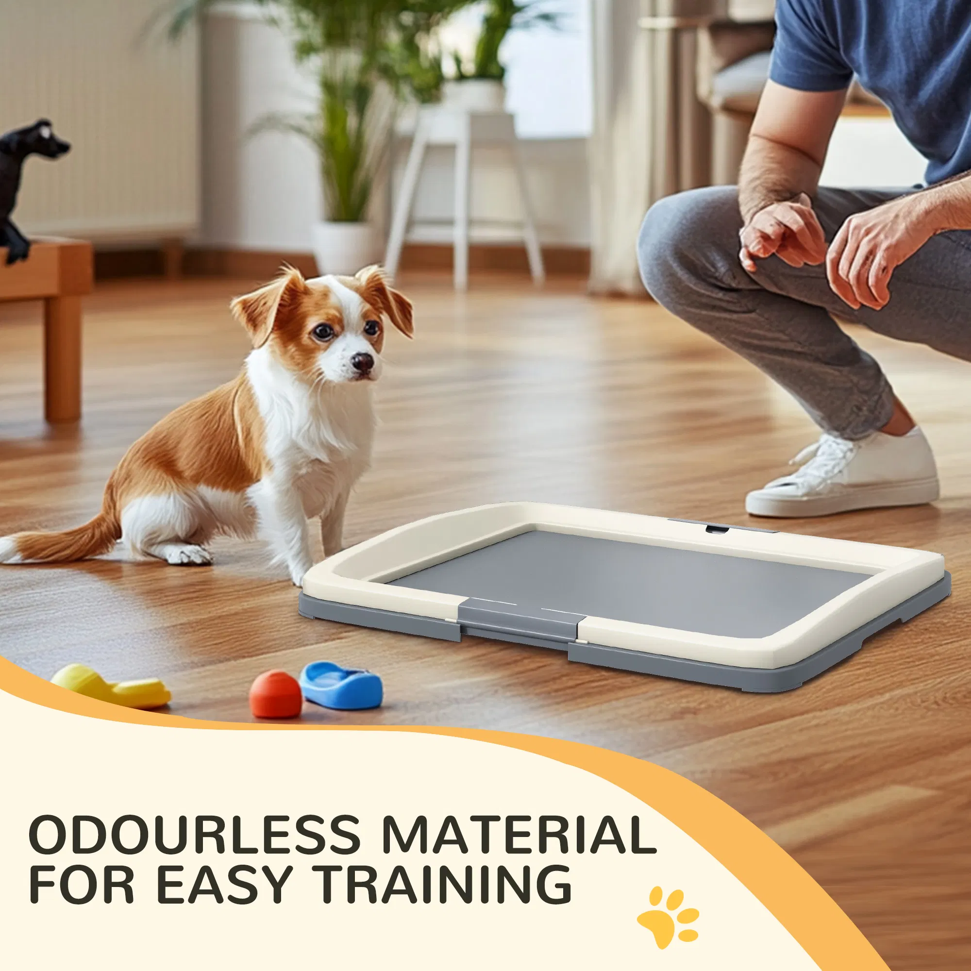 25" x 19" Pee Pad Holder, Dog Potty Tray for Indoor Outdoor, Easy to Clean Dog Training Toilet Pee Pad Tray, Grey photo 6