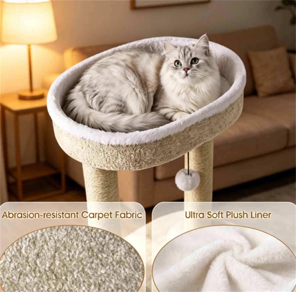 36" Compact SpaceSaving Cat Activity Center, HeavyDuty Stable Cat Climbing Furniture with Plush Rest Areas & Pompom Toy for Kittens & Adult Cats photo 5