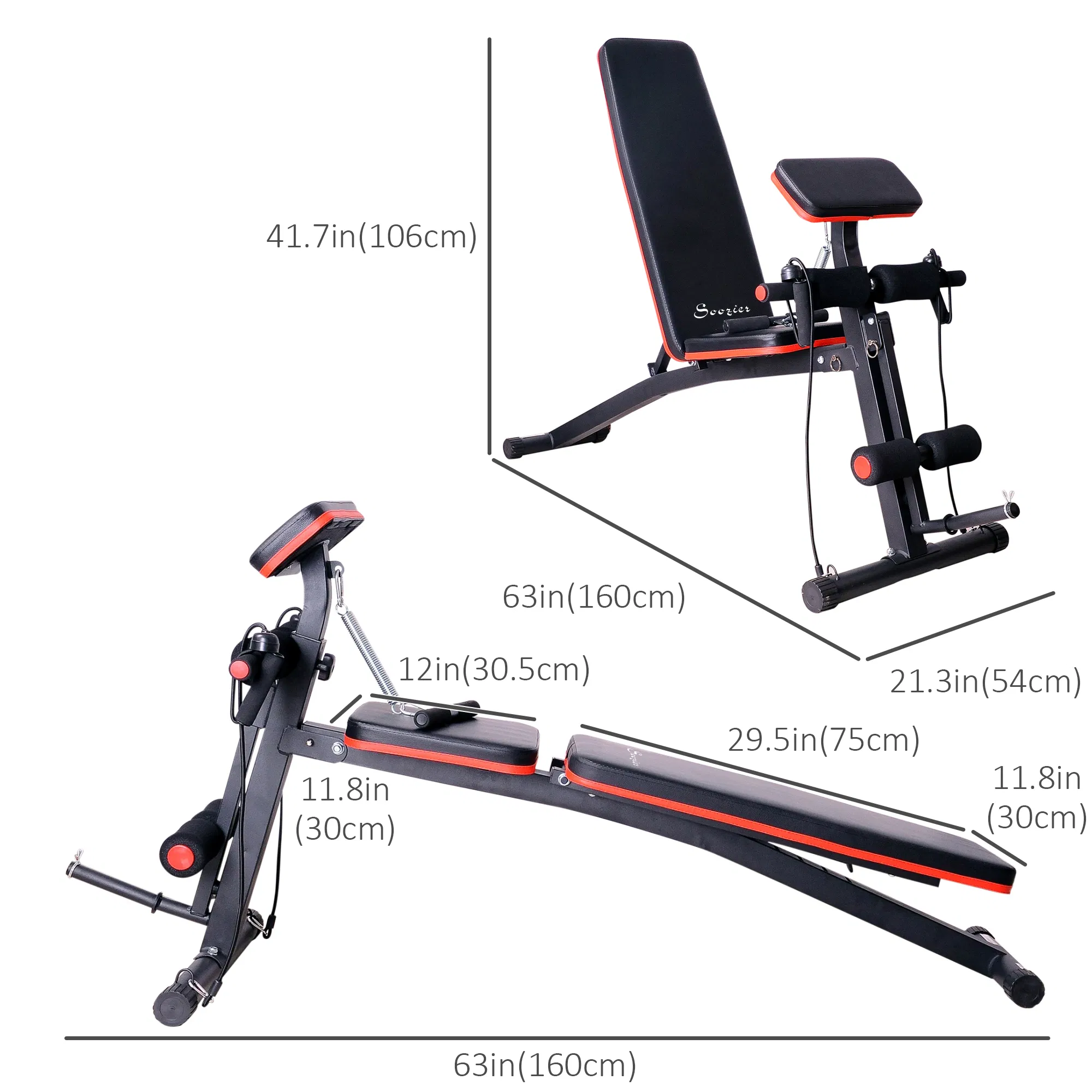 Foldable Press Bench Adjustable Dumbbell, Weight Training Bench Exercises Gym Chair, Black & Red photo 6