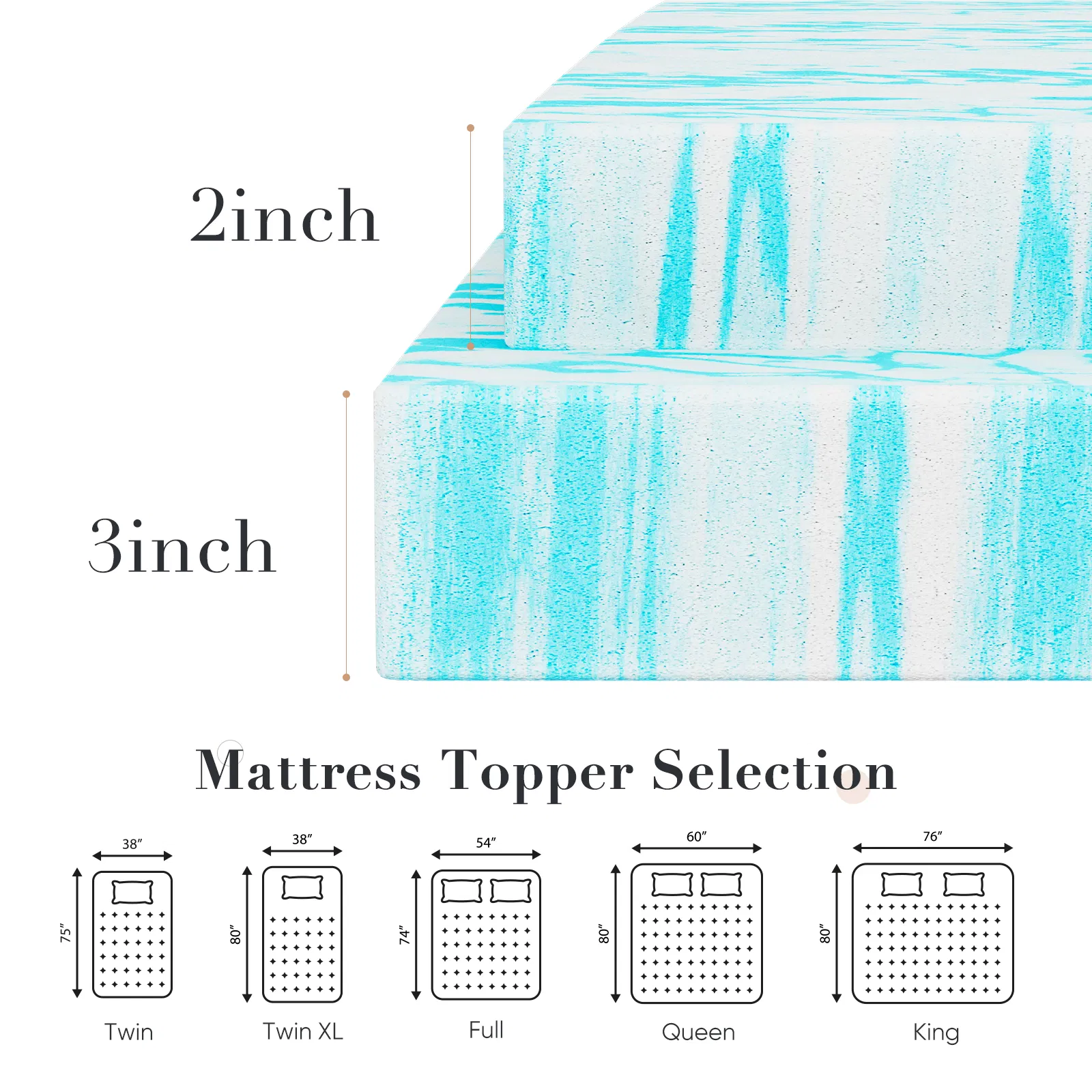 2-3 Inch Gel Memory Foam Mattress Topper Full Size Cooling Mattress Soft and Breathable Bed Topper School Bedroom Furniture photo 5