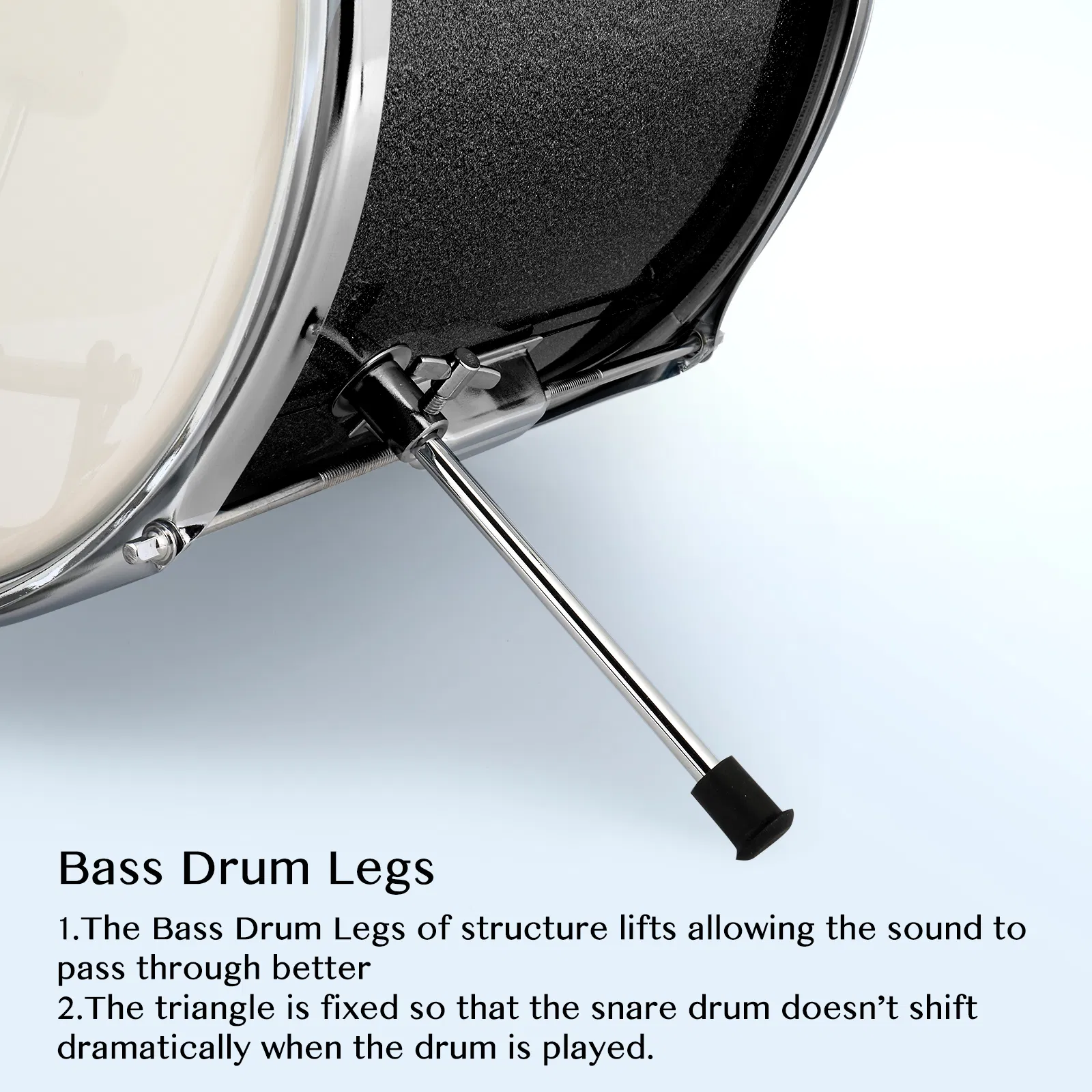 14"x10" 3-Pieces Junior Kids Drum Set Kit Pedal Drum Stick Wrench Drum Stool Black photo 2