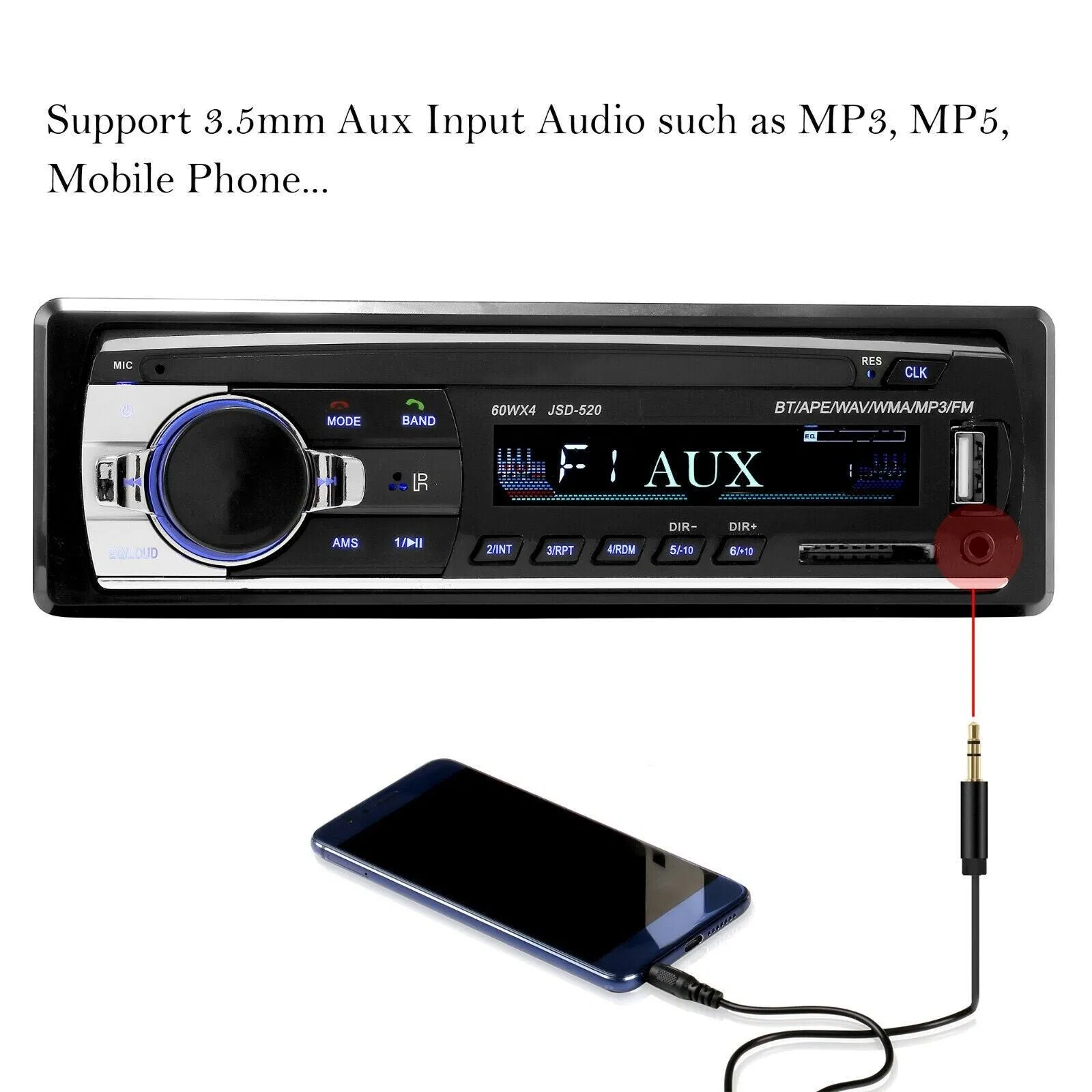 Bluetooth Car Stereo Audio In-Dash FM Aux Input Receiver SD USB MP3 Radio Player photo 3