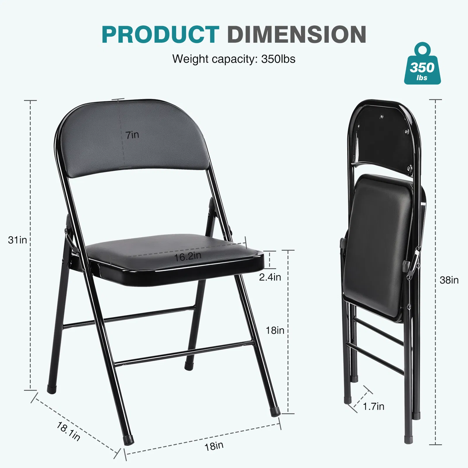 Folding Chair, Leather Padded Folding Chairs, Easy to Use and Store, Outdoor and Indoor, for Home, Office, Party, Comfy photo 5
