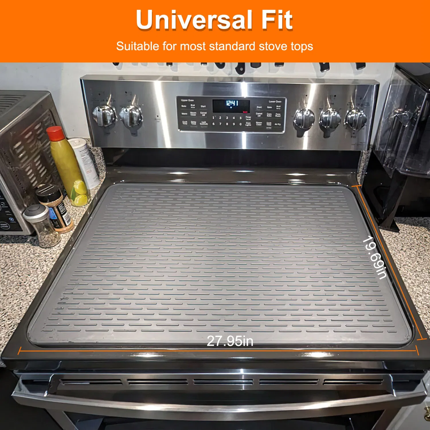 Foldable Silicone Stovetop Cover Mat, 27.95 x19.69 Inch Waterproof Heat-Resistant Protector for Glass Electric Stove, Works as Drying & Pet Feeding Mat photo 4