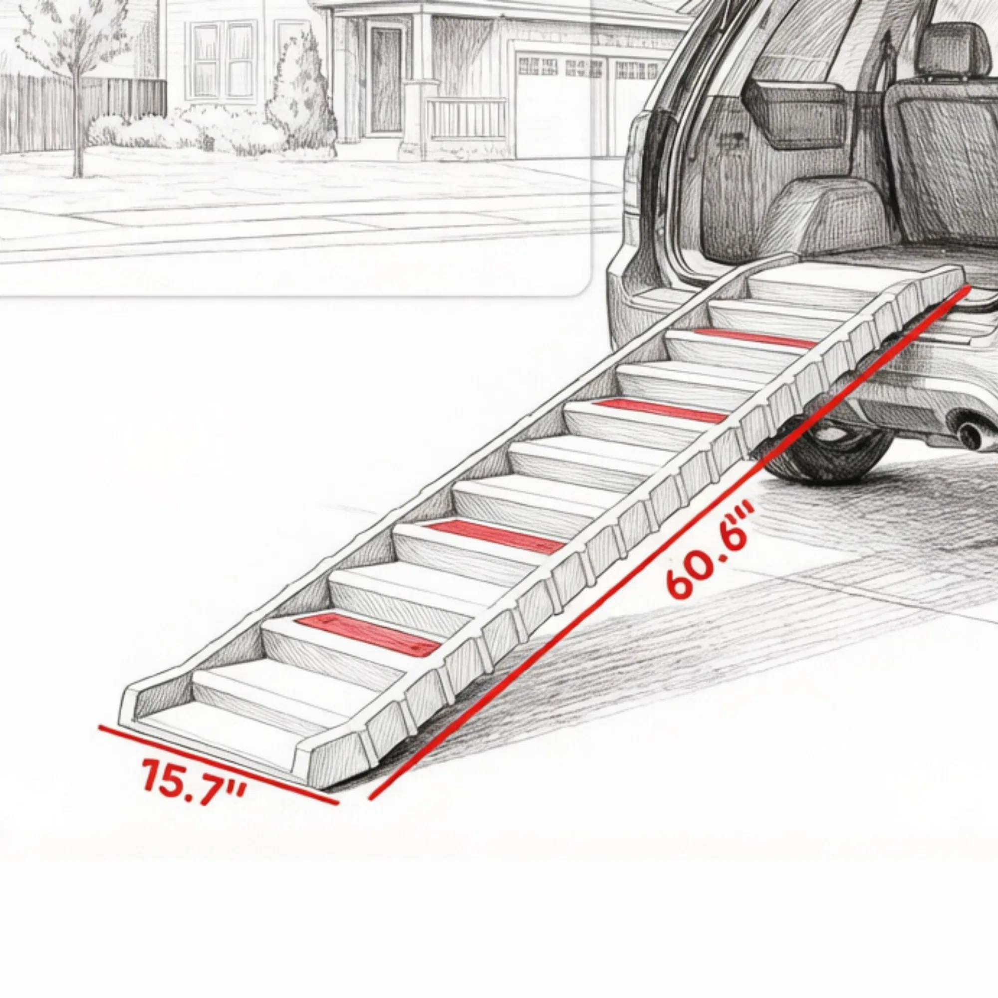Brown Portable Dog Ramp Foldable Stairs for Medium Small Dogs to Get on Car Truck SUV photo 5