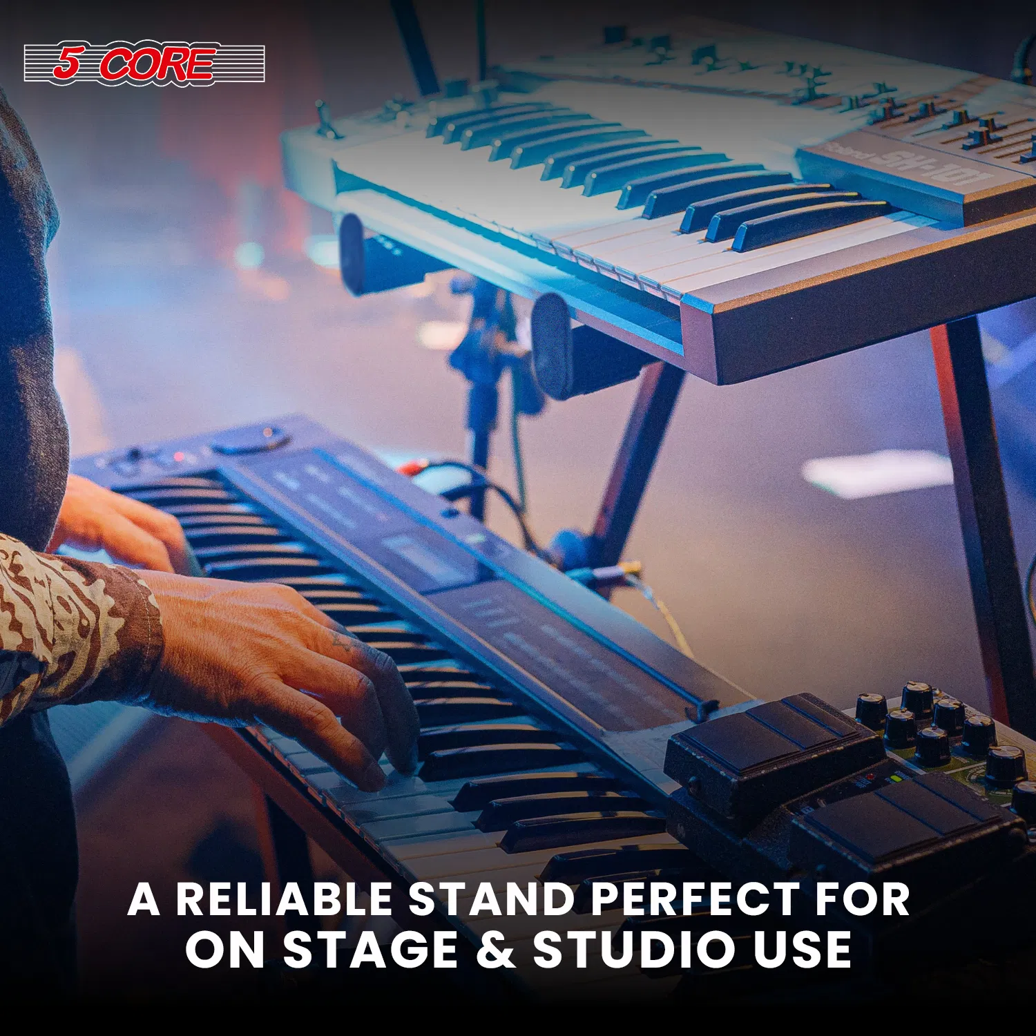5 Core 2 tier Keyboard Stand Extension Adapter Adjustable Width 2nd Tier X-Style Piano Stands Attachment for 54 - 88 Key Music Keyboards, Z Style & Double Stand Extender photo 2