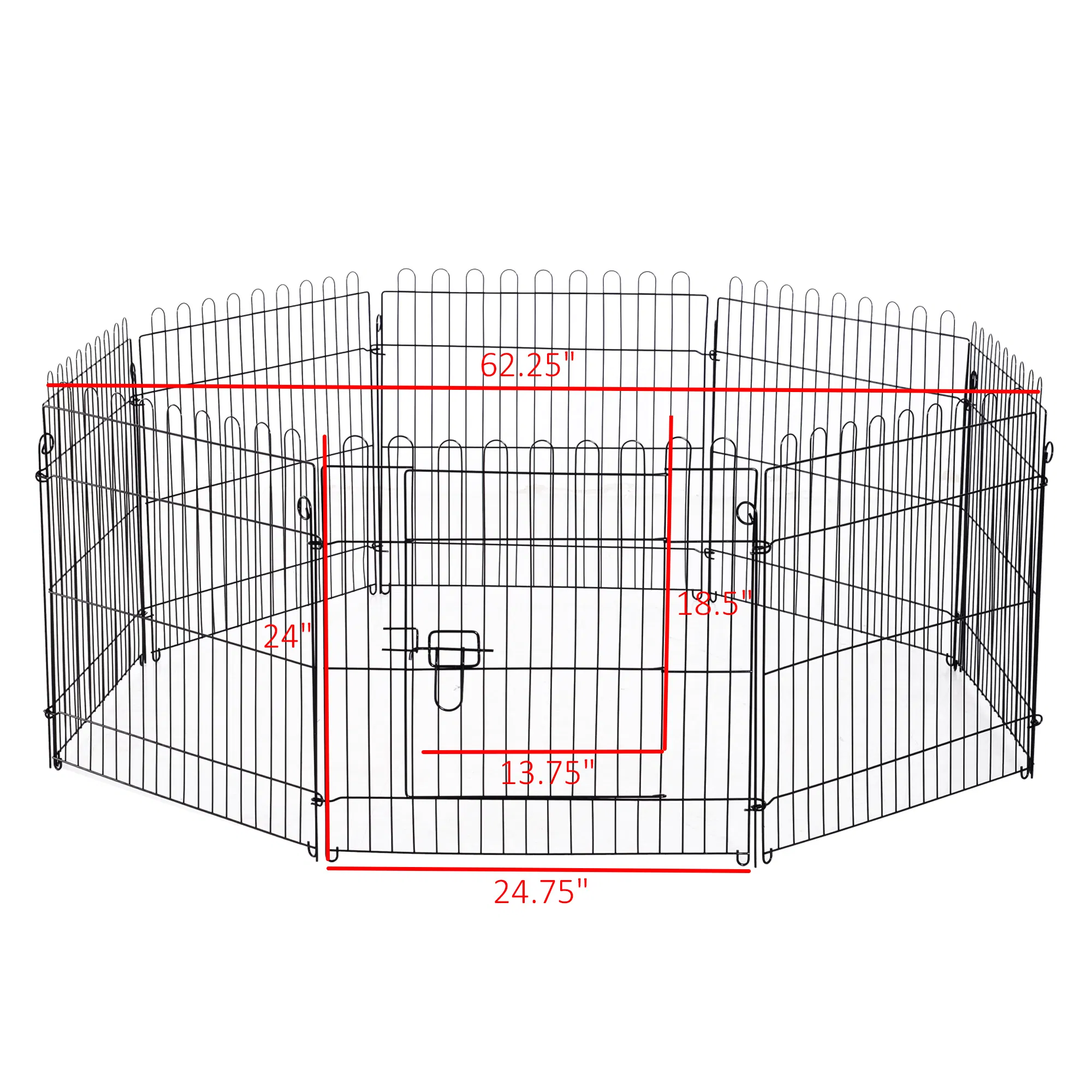 24inch 8-Panel Dog Playpen Octagon Pet Exercise Playpen Crate Foldable Dog Cage Pen Puppy Kennel, Black photo 6