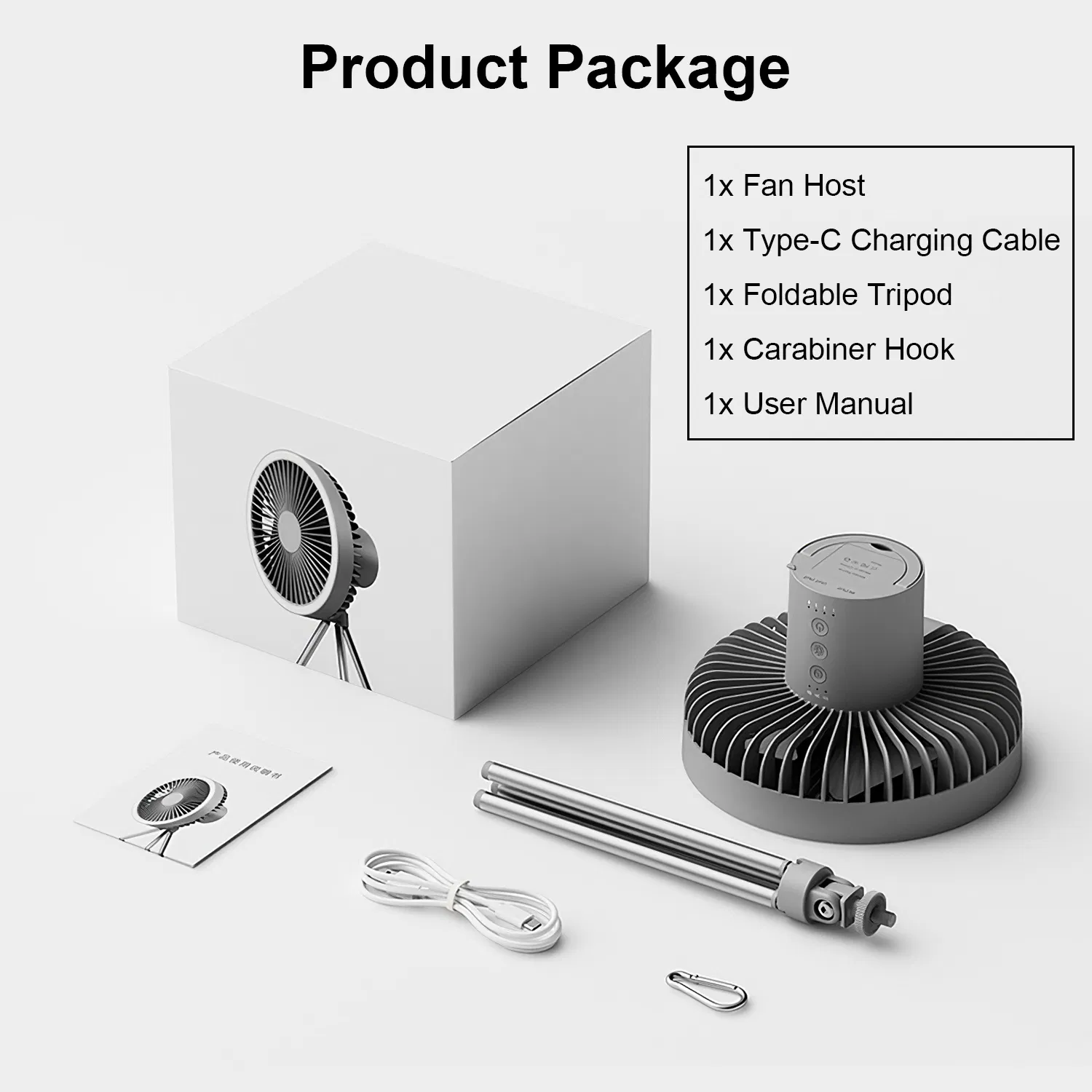 Camping Fan with Lantern 10000mAh Rechargeable Battery Powered Portable Tripod Fan for Tent with Hanging Hook photo 6